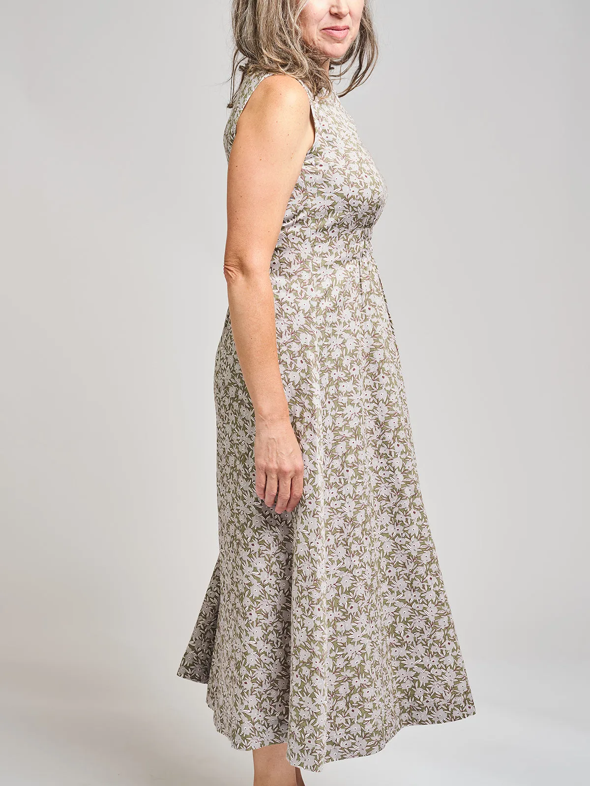 #1 Best Seller: Artsy Traveler Sleeveless Midi Dress - Olive Flowers  Today Only!