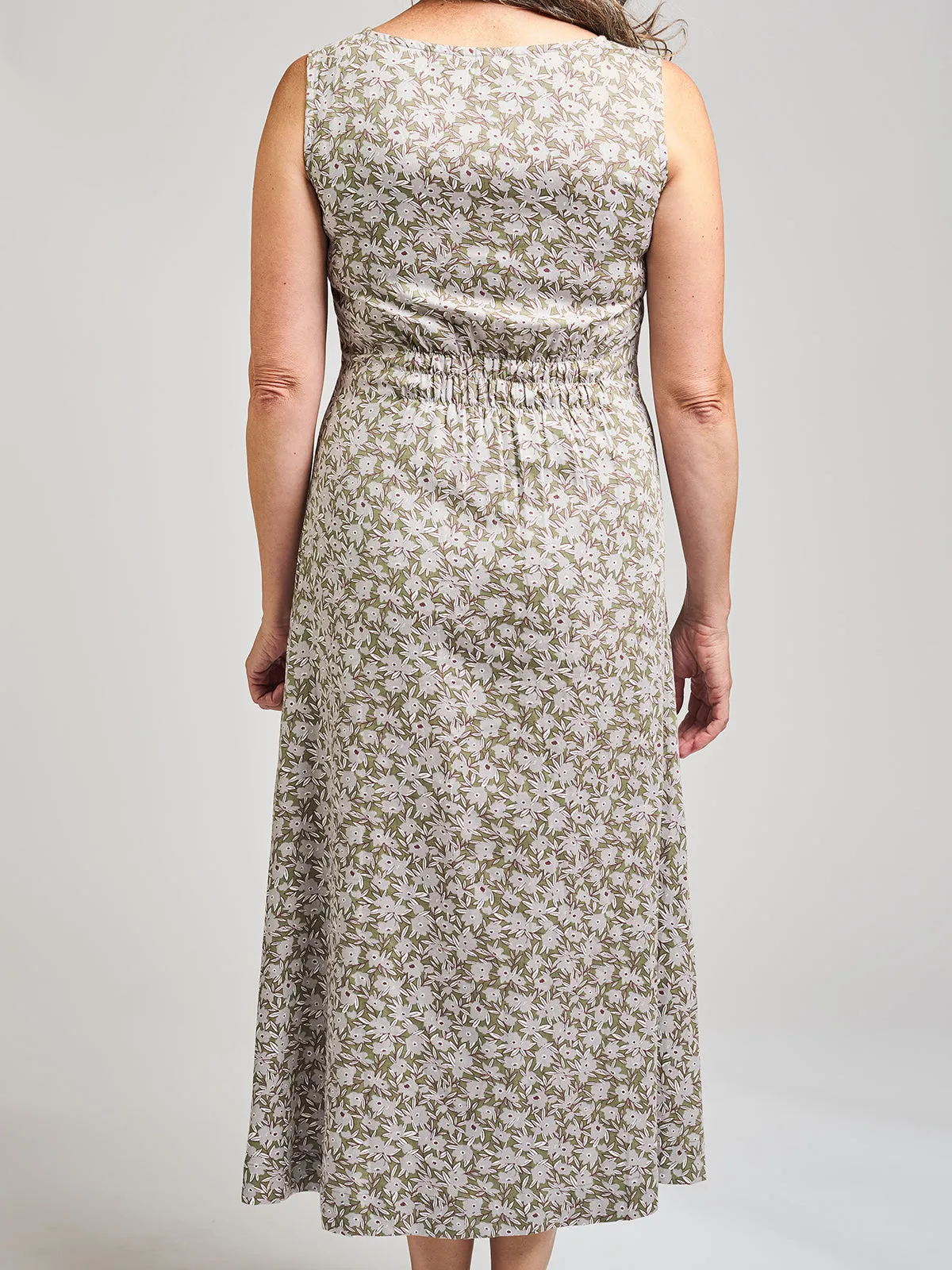 #1 Best Seller: Artsy Traveler Sleeveless Midi Dress - Olive Flowers  Today Only!