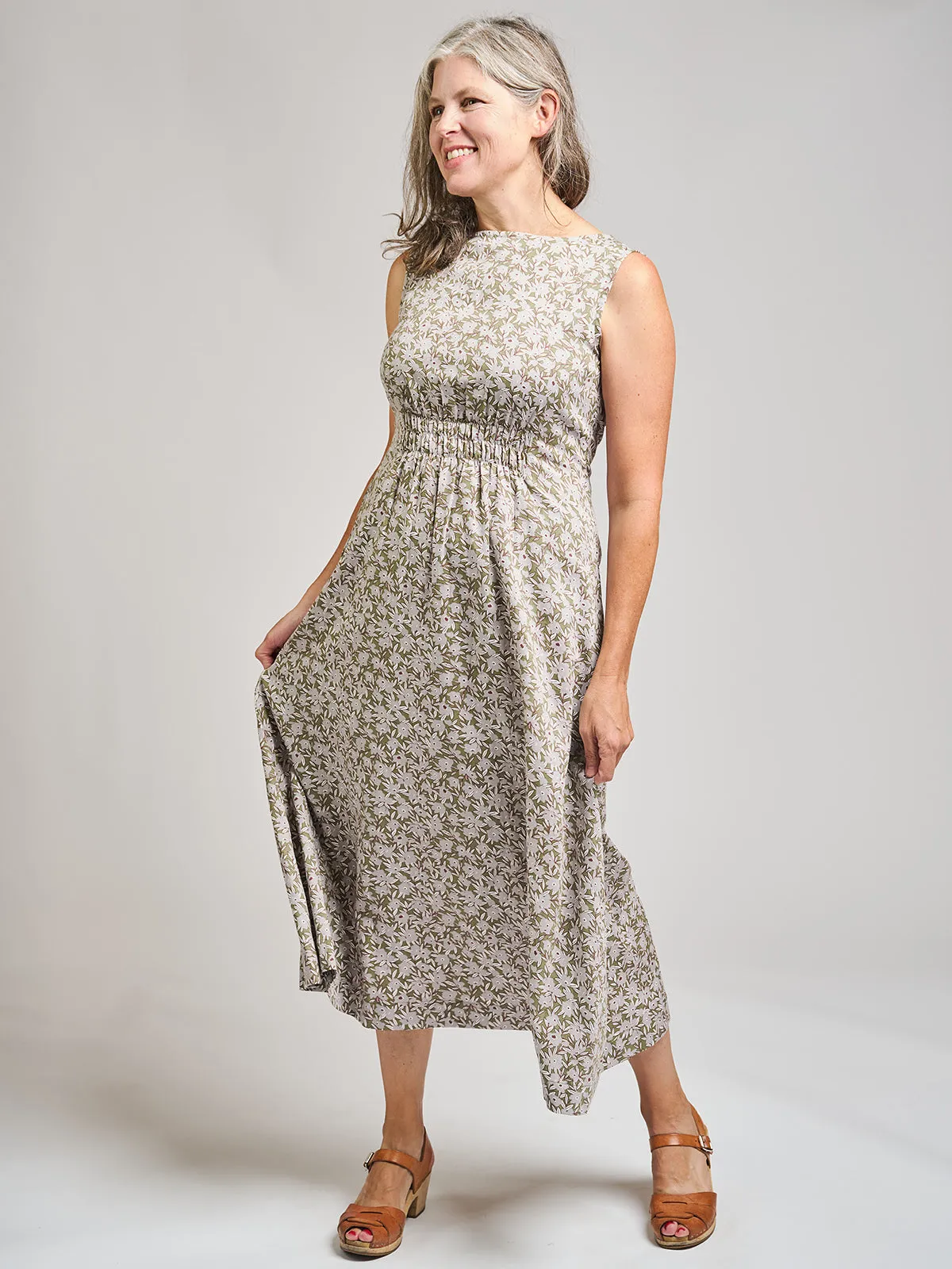 #1 Best Seller: Artsy Traveler Sleeveless Midi Dress - Olive Flowers  Today Only!