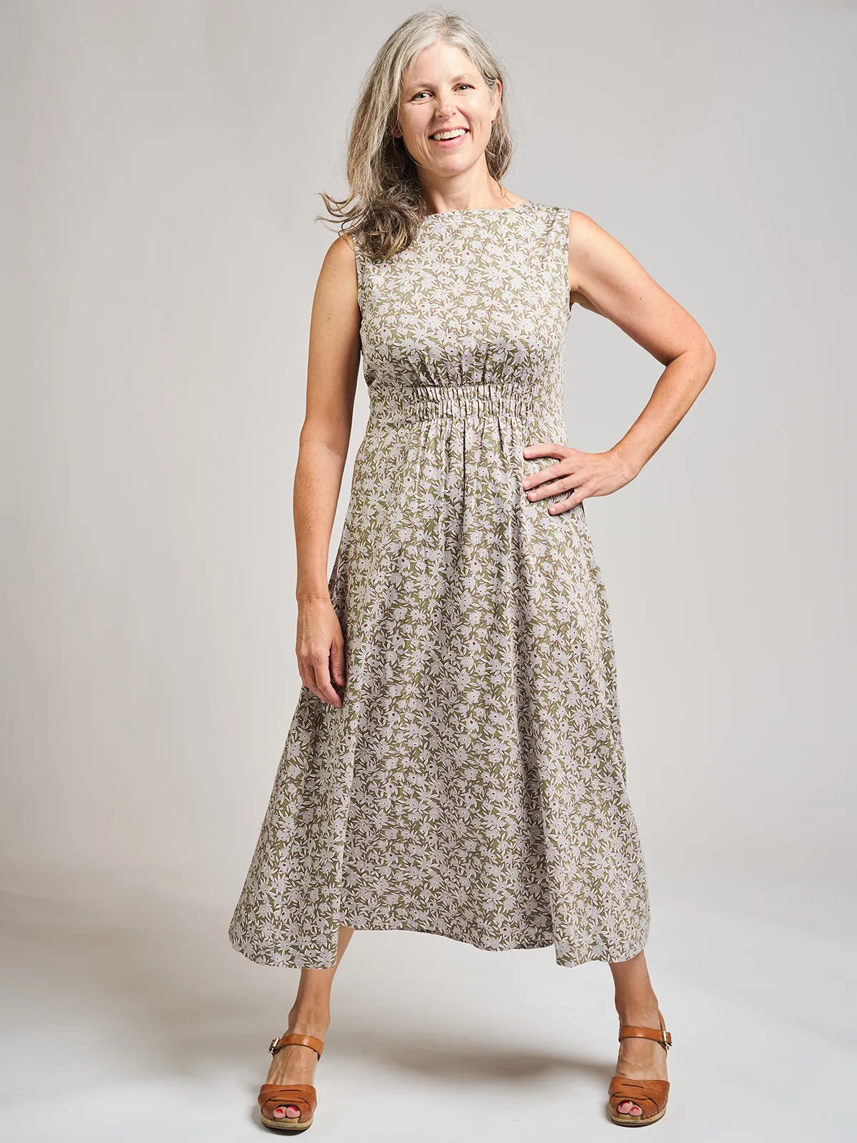 #1 Best Seller: Artsy Traveler Sleeveless Midi Dress - Olive Flowers  Today Only!