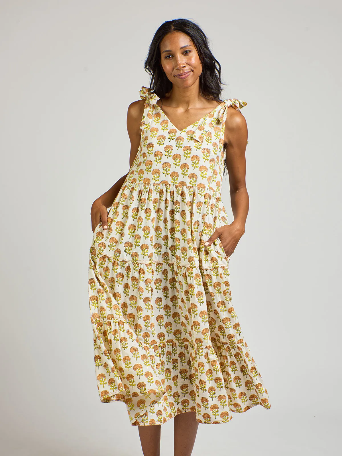 Affordable Luxury Lorelei Tiered Dress - Marigold  Stylish & Comfortable