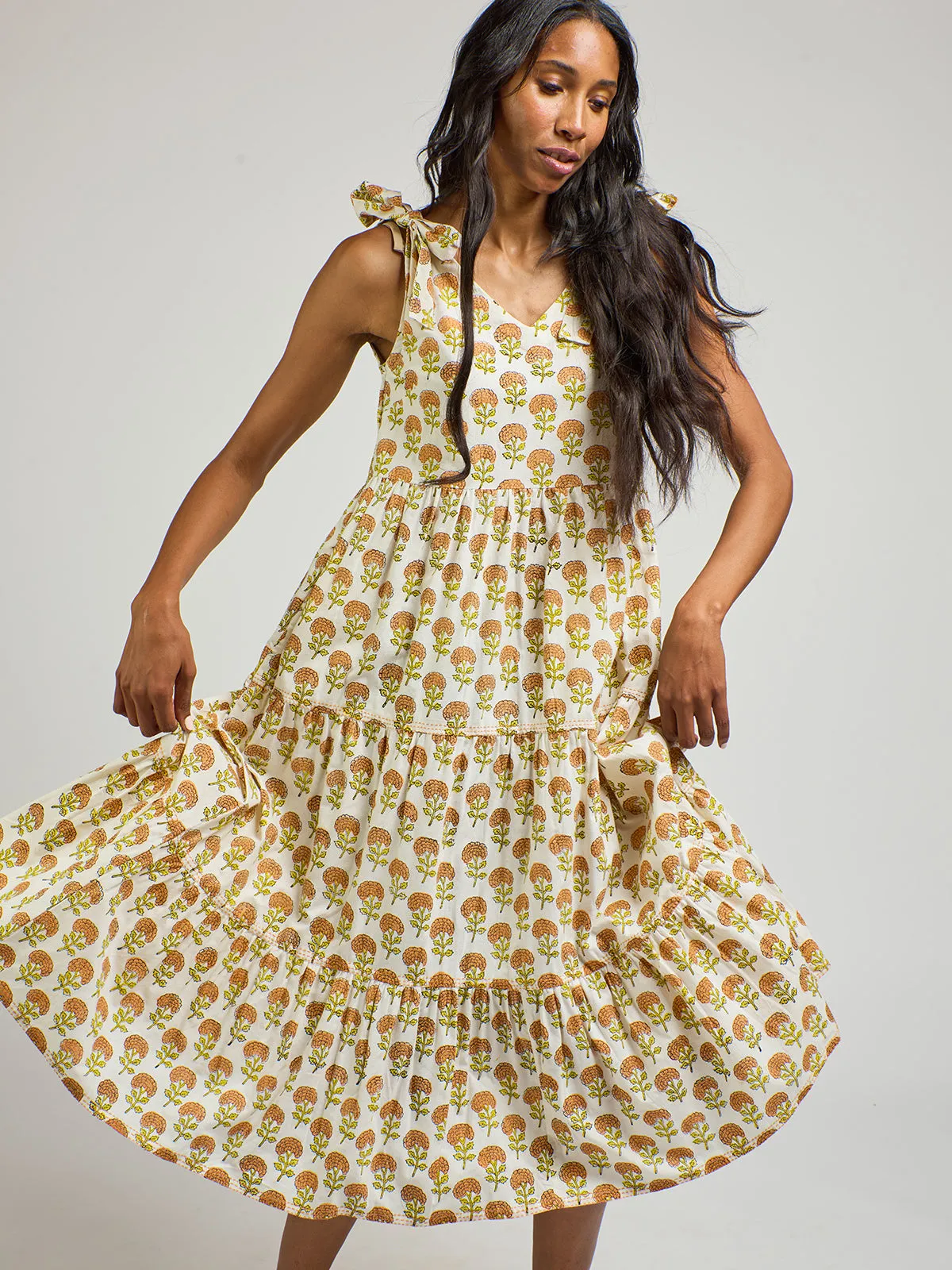 Affordable Luxury Lorelei Tiered Dress - Marigold  Stylish & Comfortable