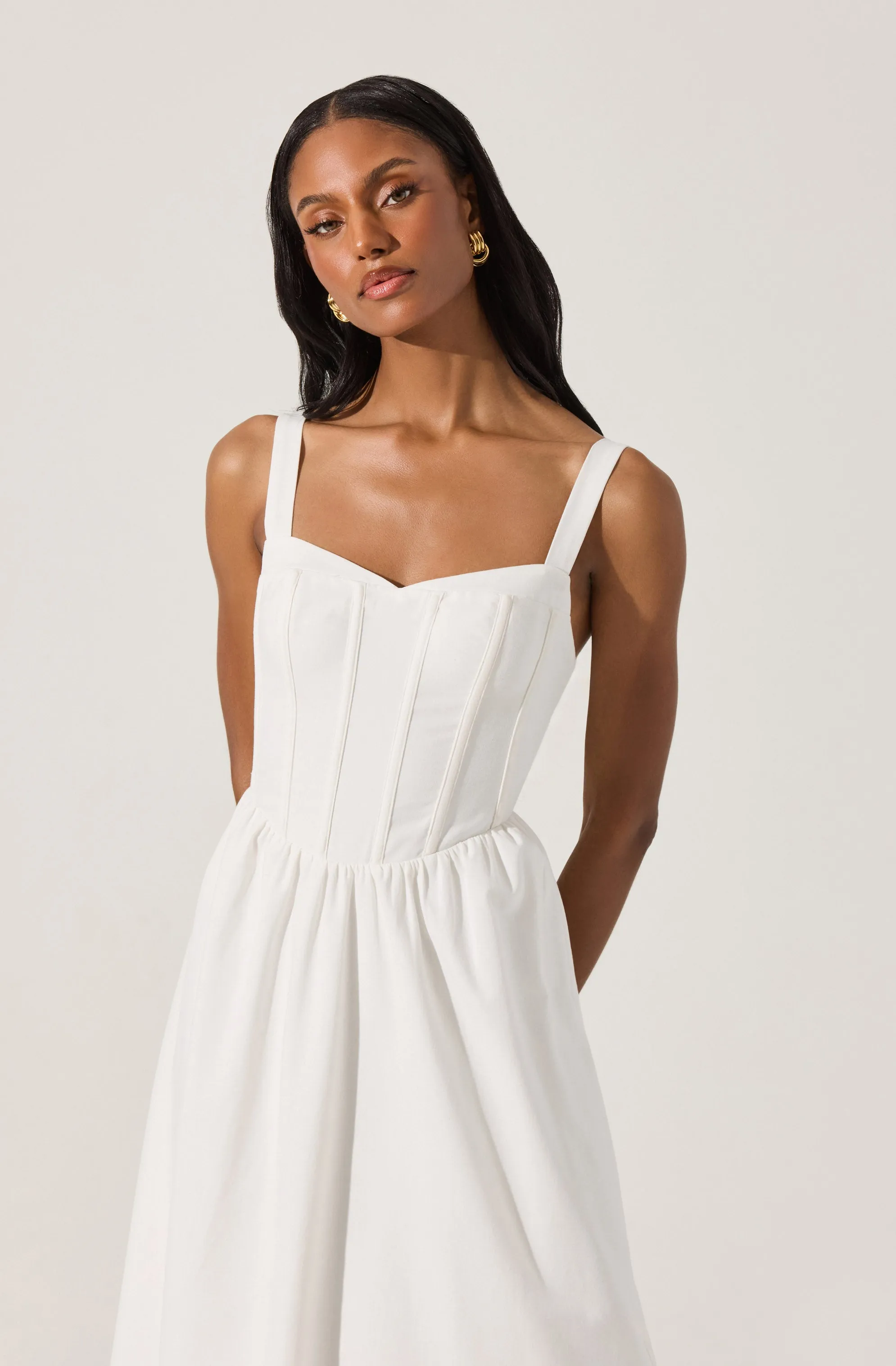 Affordable Luxury Sweetheart Corset Linen Dress  Today Only!