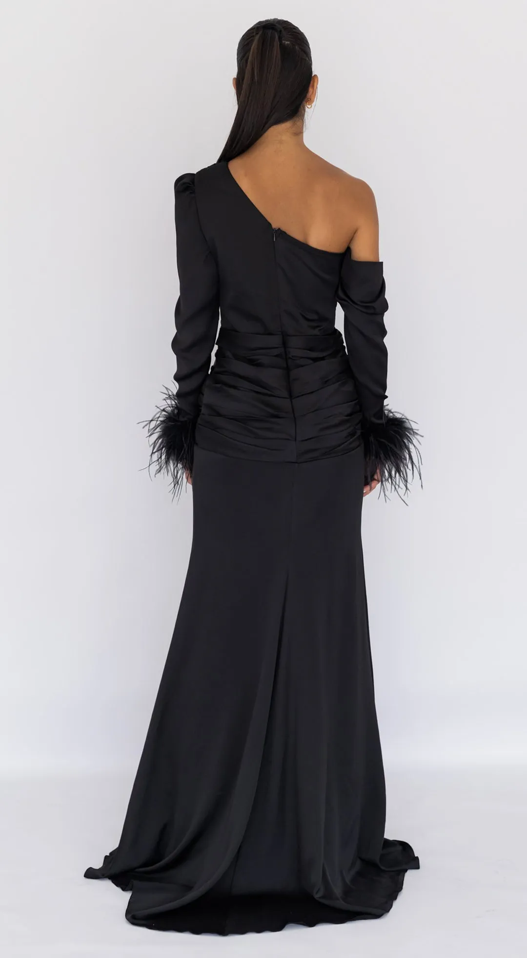 Alyssa Feather Gown Black by HSH