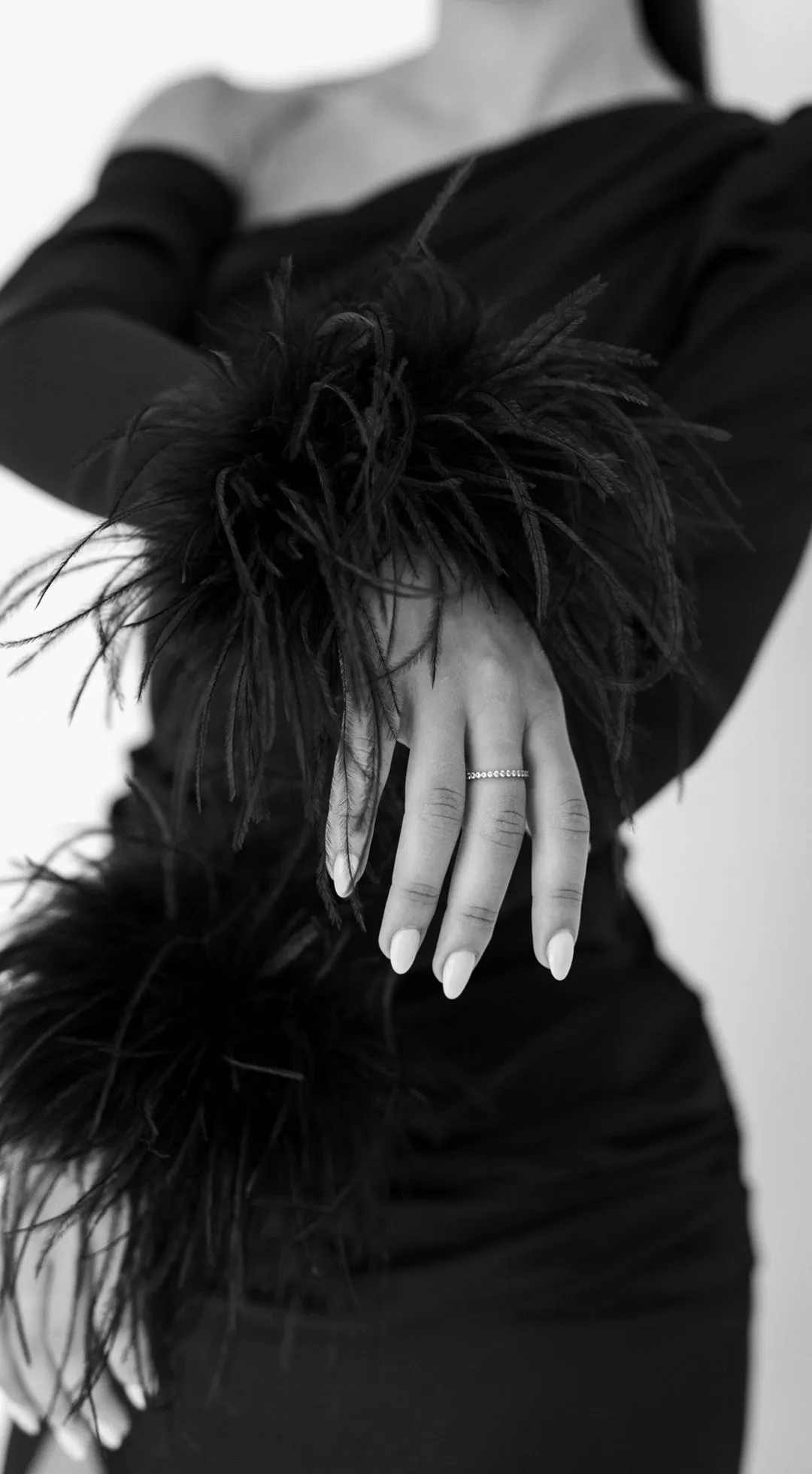 Alyssa Feather Gown Black by HSH