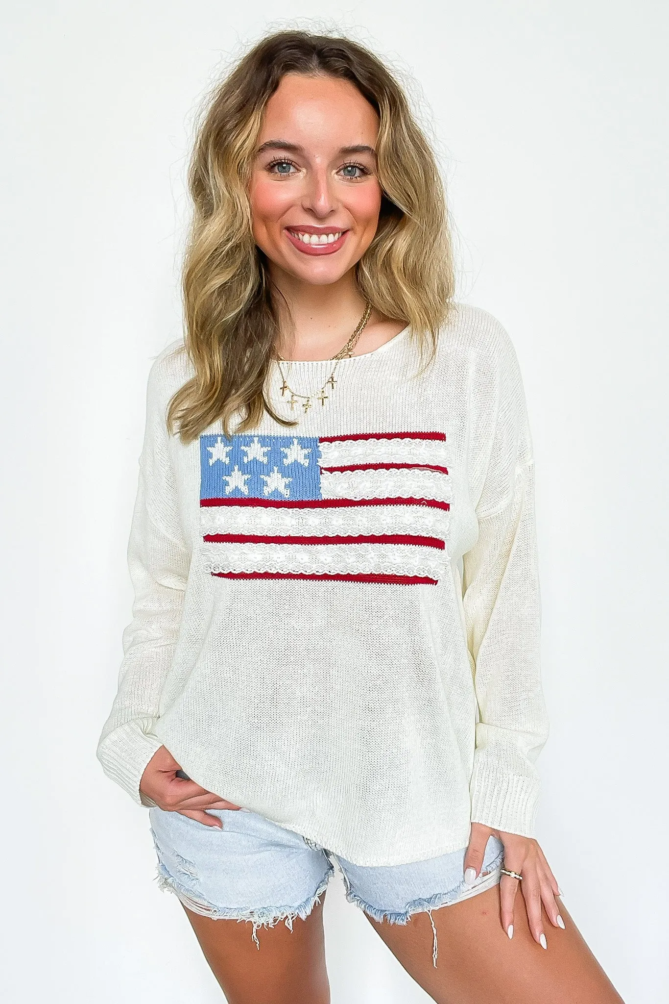 Americana Ease USA Flag Knit Sweater