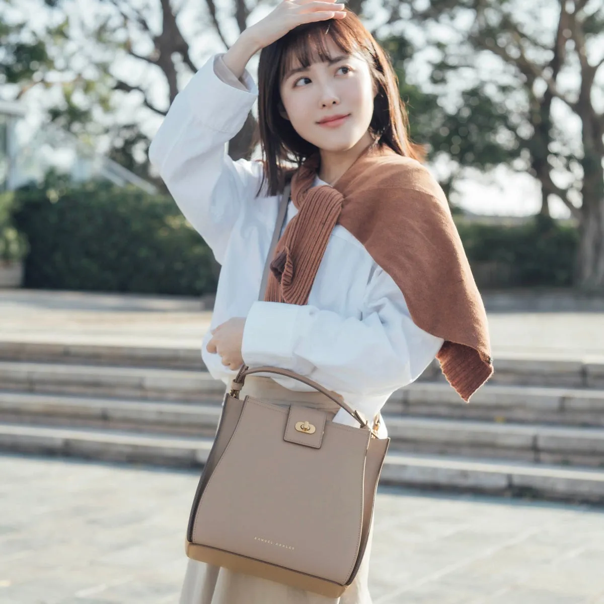 Athena Leather Bucket Bag