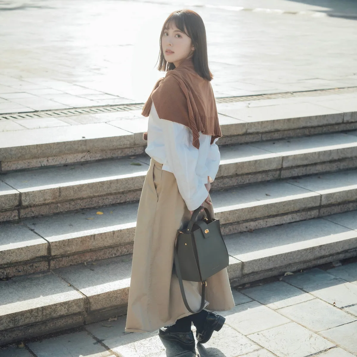 Athena Leather Bucket Bag
