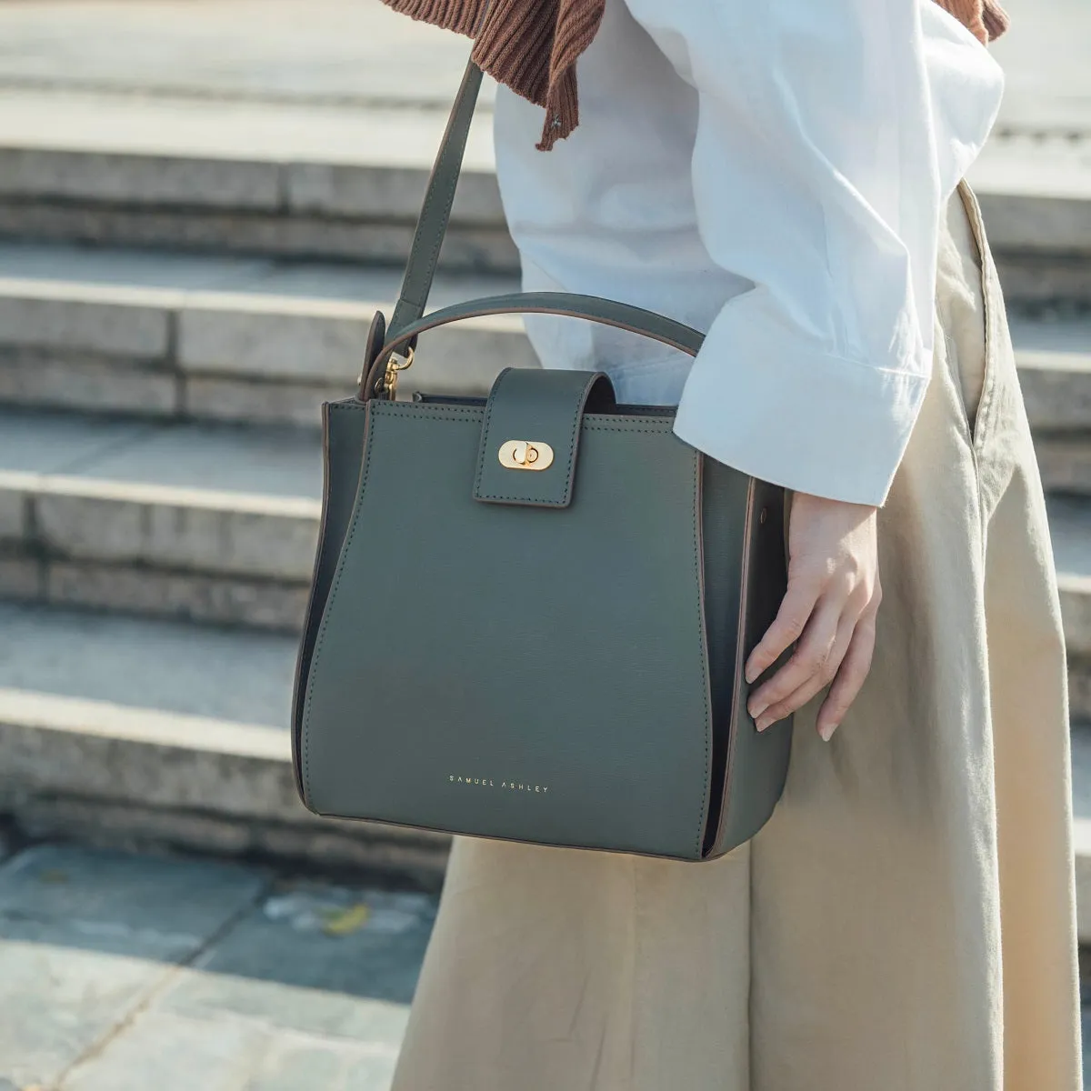 Athena Leather Bucket Bag