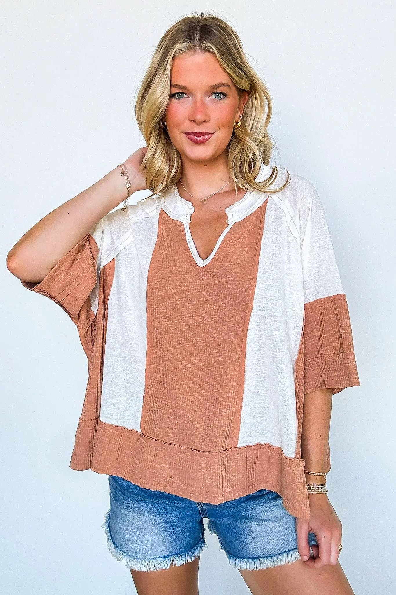 Aurora Dreams Oversized Color Block Contrast Top - BACK IN STOCK