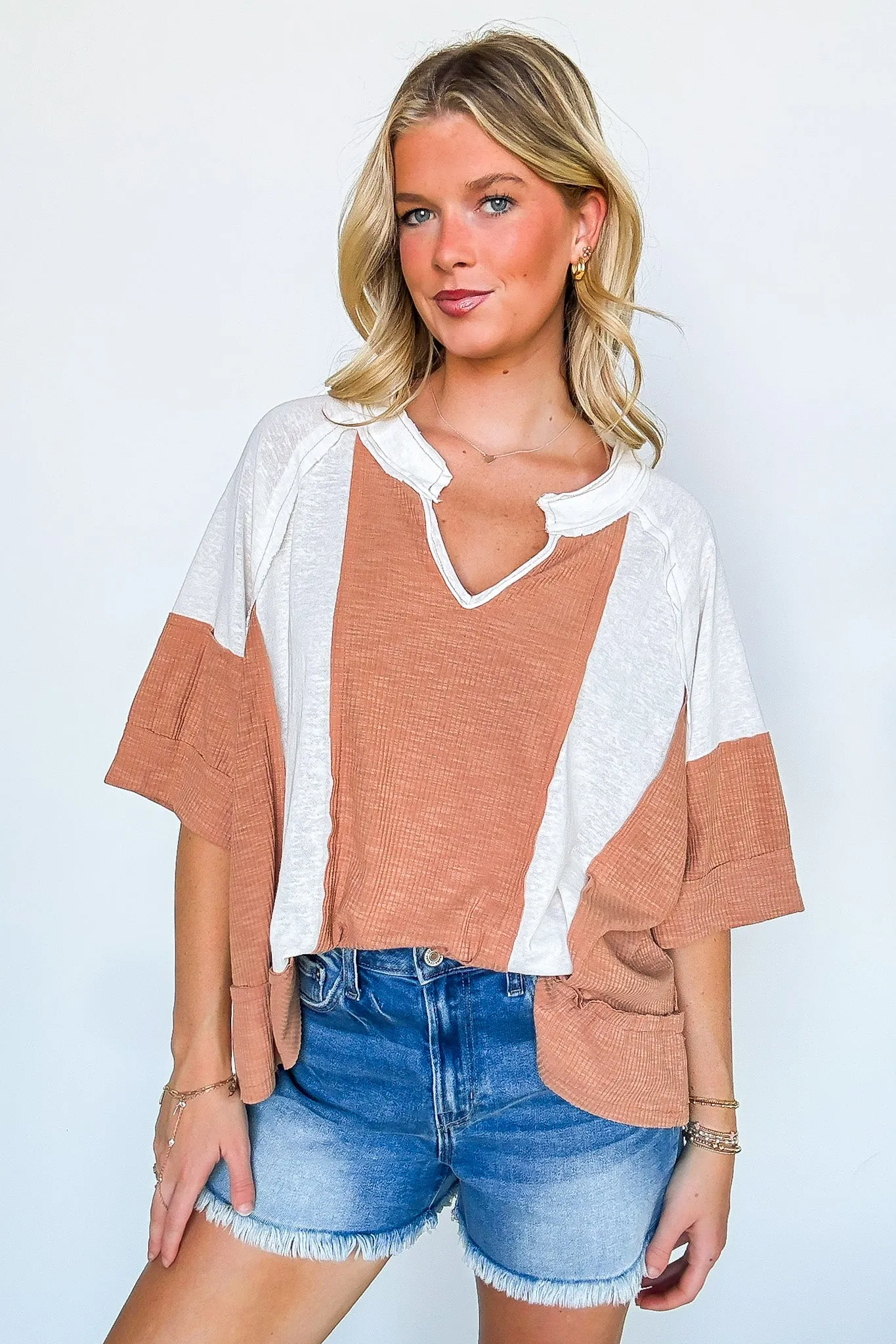 Aurora Dreams Oversized Color Block Contrast Top - BACK IN STOCK