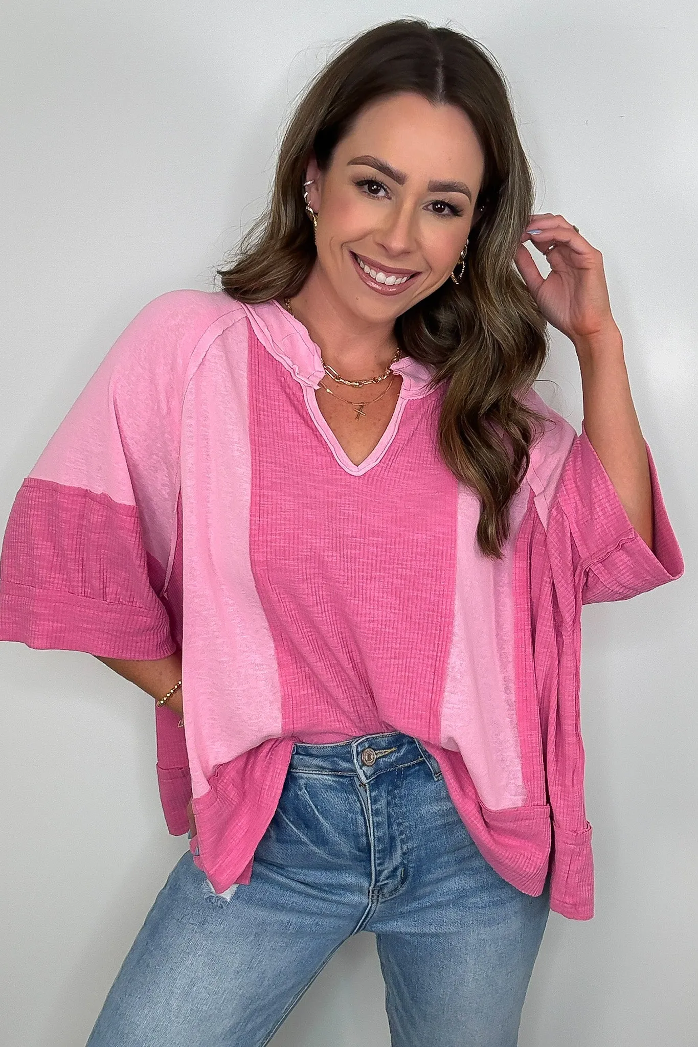 Aurora Dreams Oversized Color Block Contrast Top - BACK IN STOCK