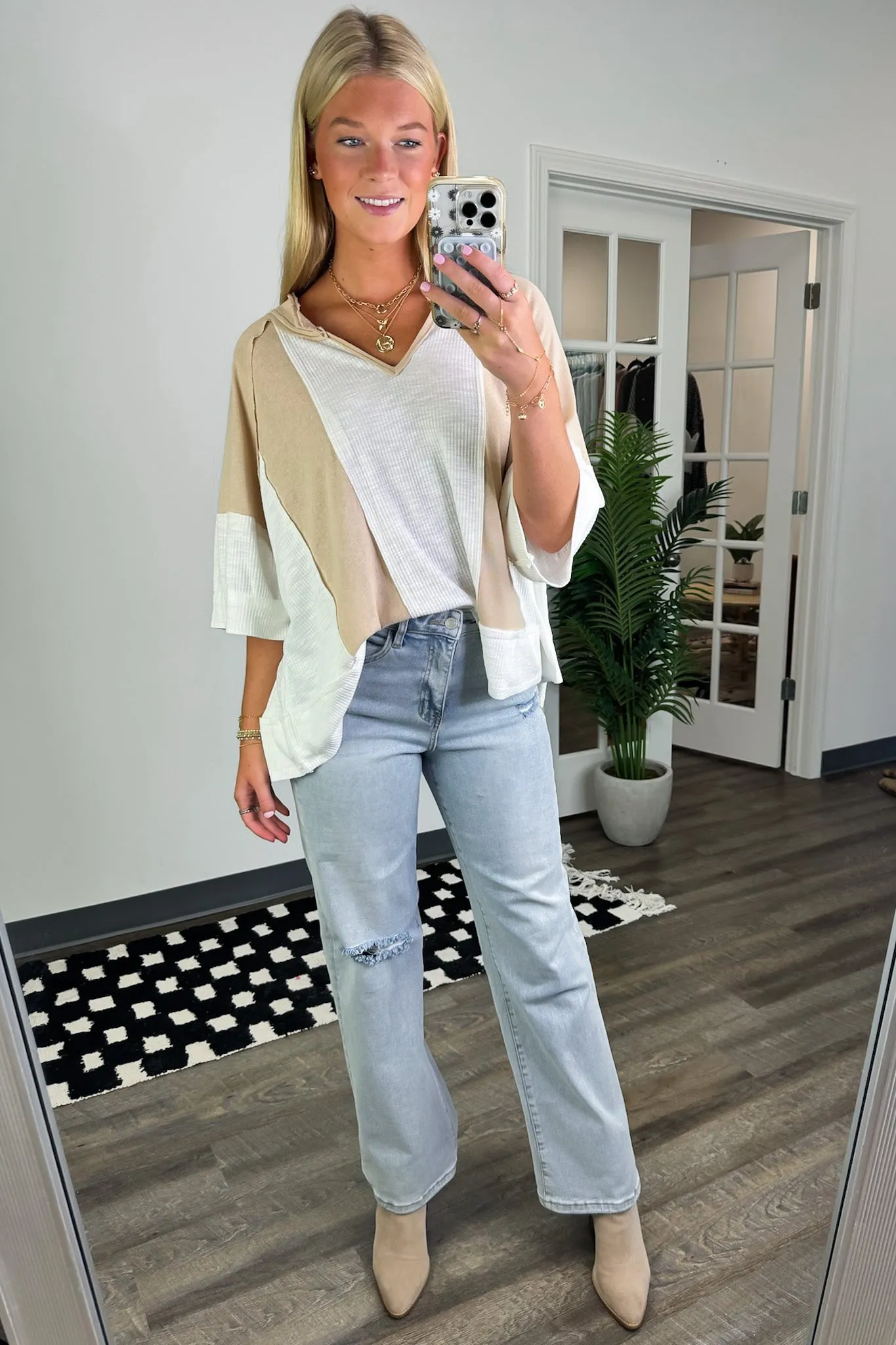 Aurora Dreams Oversized Color Block Contrast Top - BACK IN STOCK
