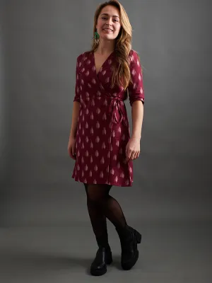 Best-Selling Anaya Wrap Dress - Garnet Ikat  Going Fast!