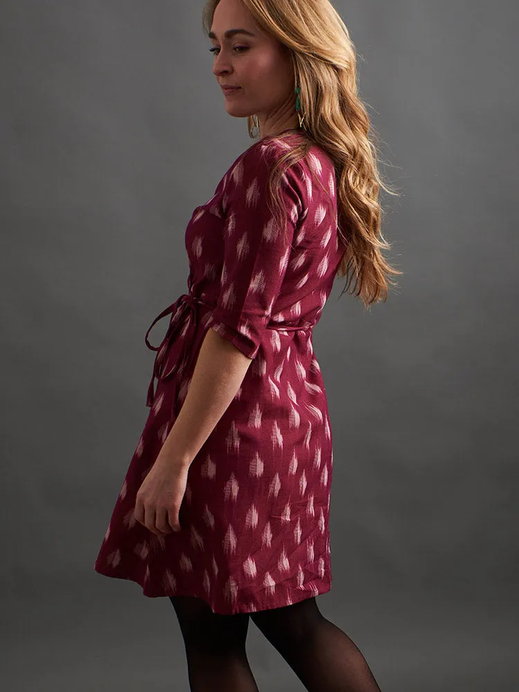 Best-Selling Anaya Wrap Dress - Garnet Ikat  Going Fast!