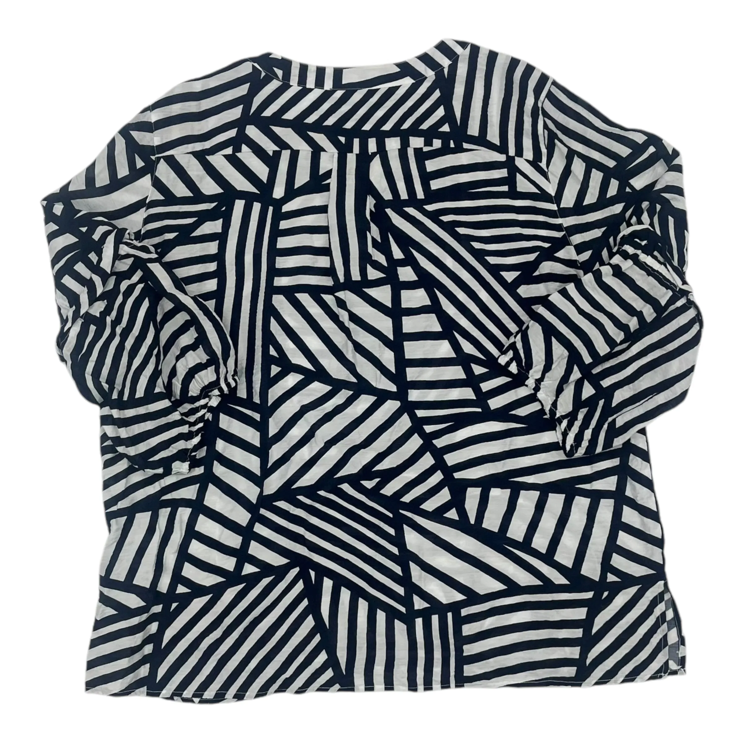 Blouse 3/4 Sleeve By Multiples In Blue & White, Size:L