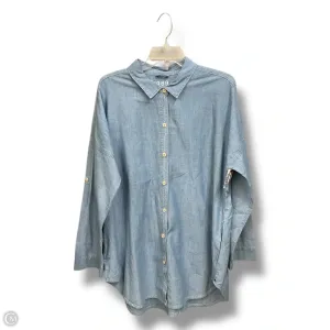 Blouse Long Sleeve By Gap In Blue Denim, Size: Xl