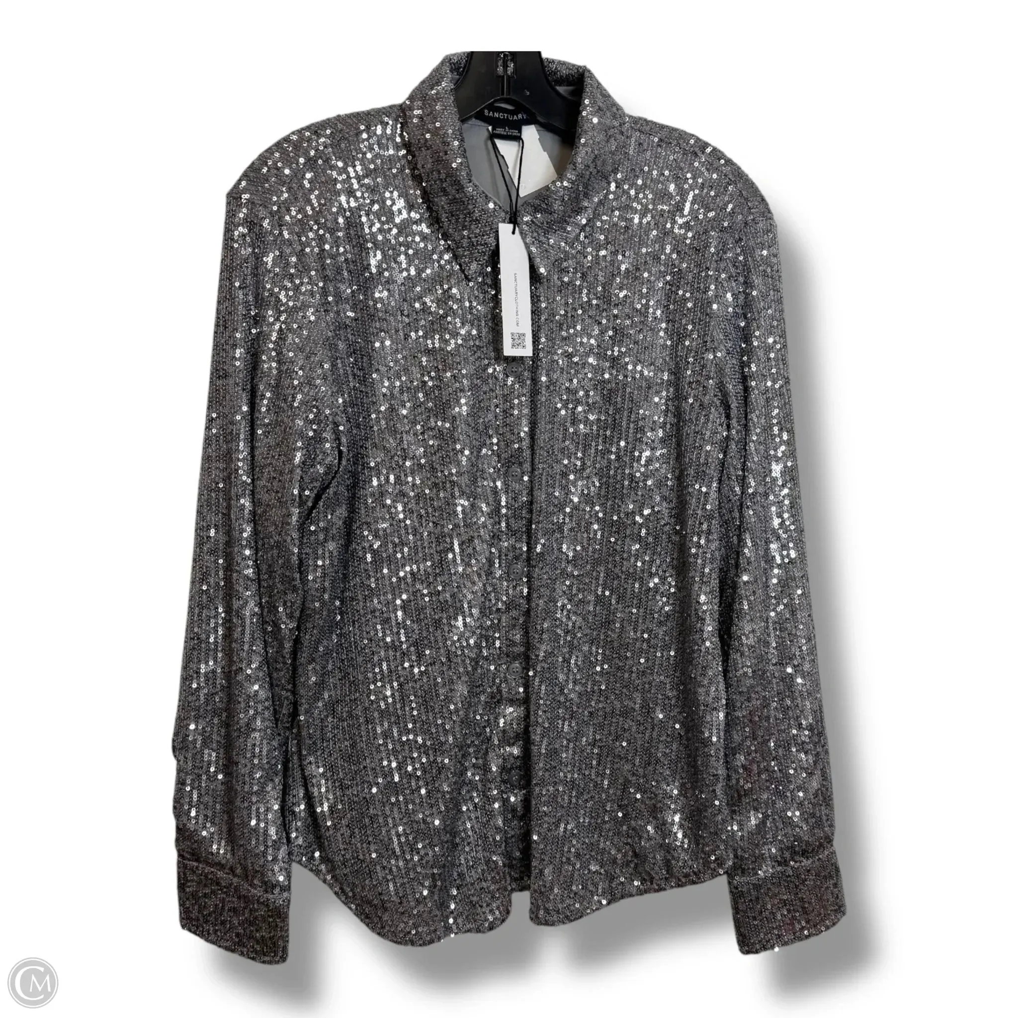 Blouse Long Sleeve By Sanctuary In Silver, Size: L