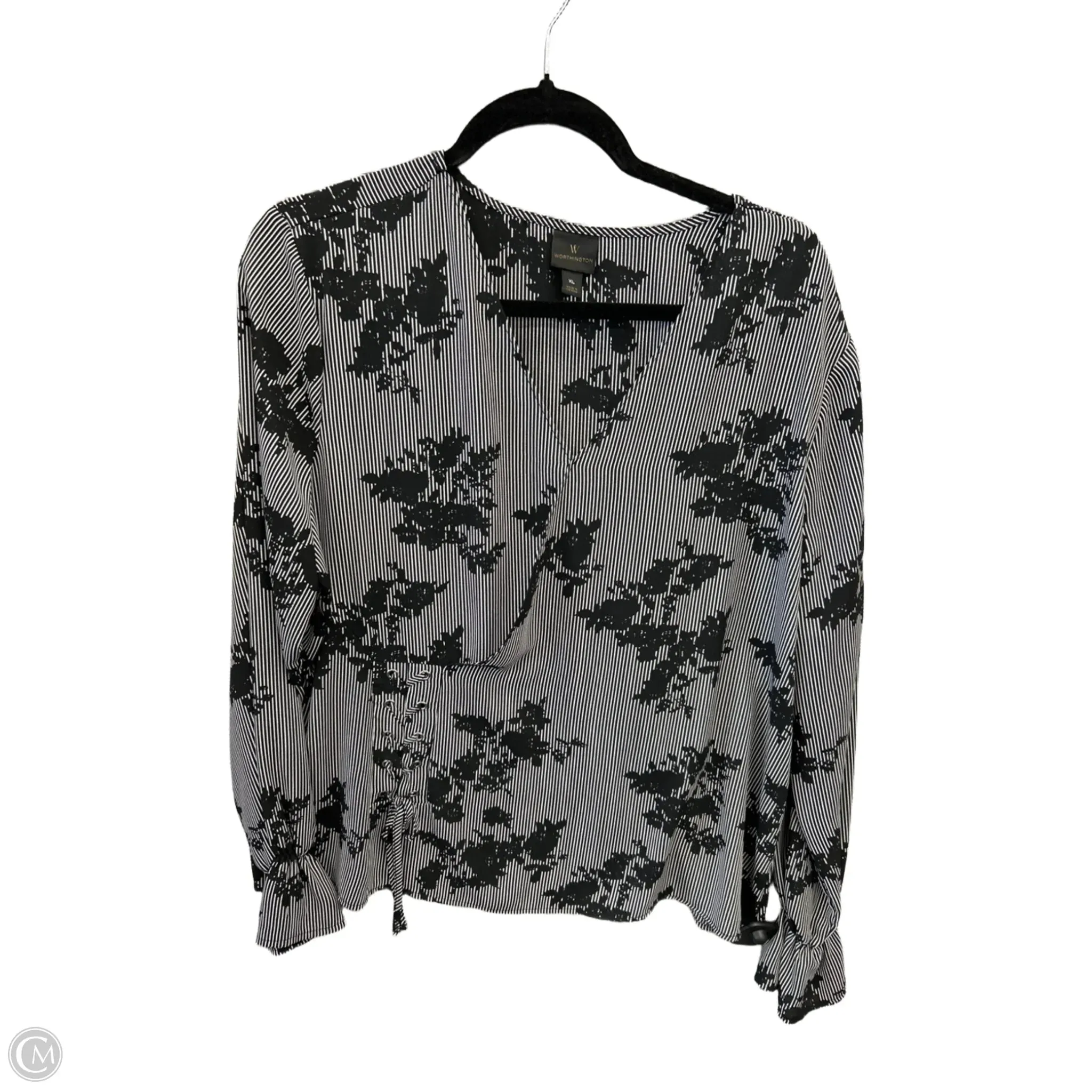 Blouse Long Sleeve By Worthington In Black, Size: Xl