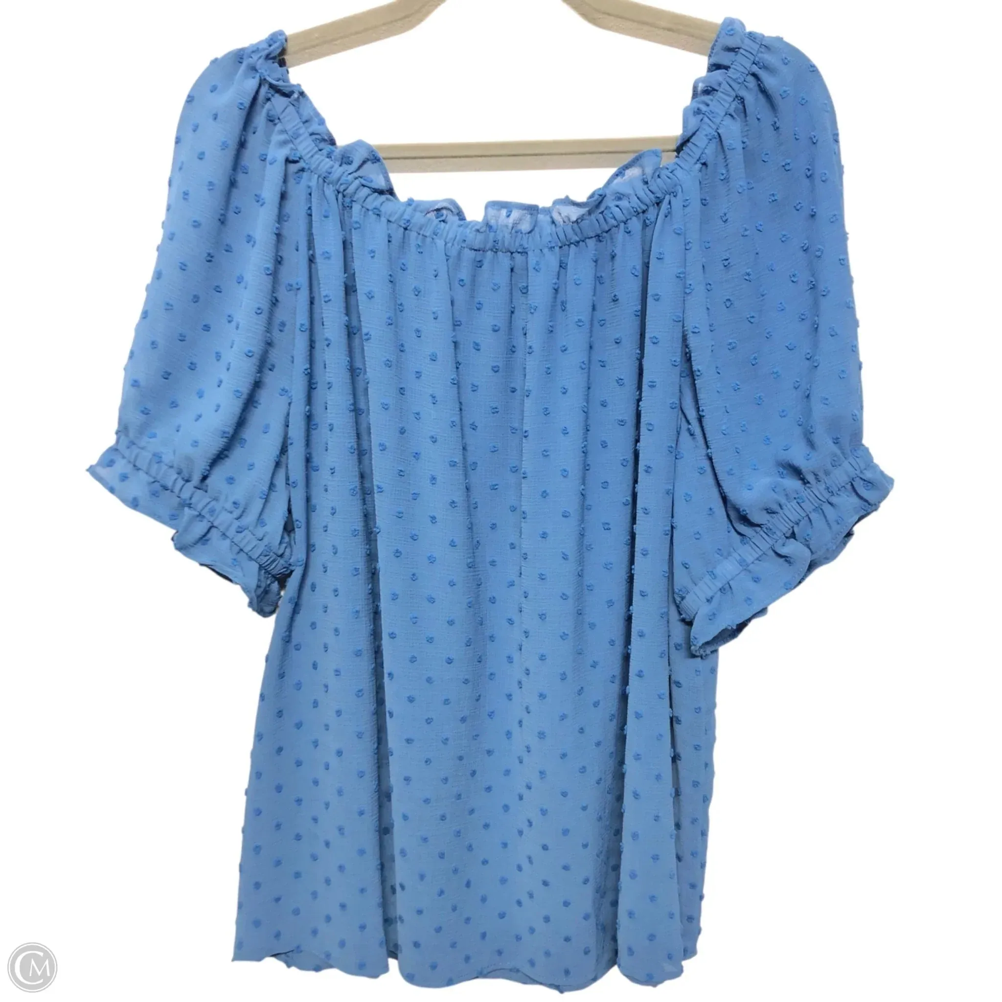 Blouse Short Sleeve By Cece In Blue, Size: 1x