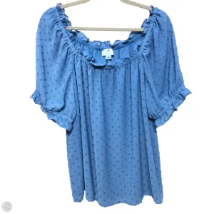 Blouse Short Sleeve By Cece In Blue, Size: 1x