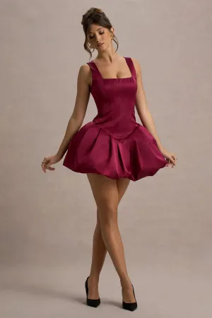 Bramble | Port Satin Square-Neck Puffball Mini Dress Club L London
