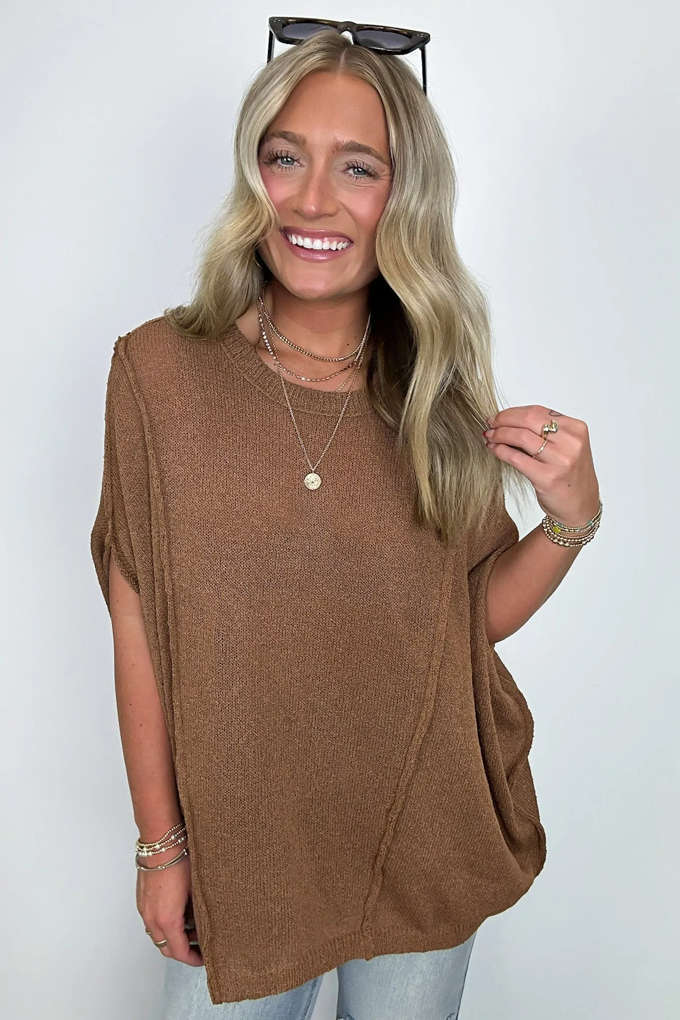 Candice Drop Shoulder Exposed Seam Sweater - BACK IN STOCK