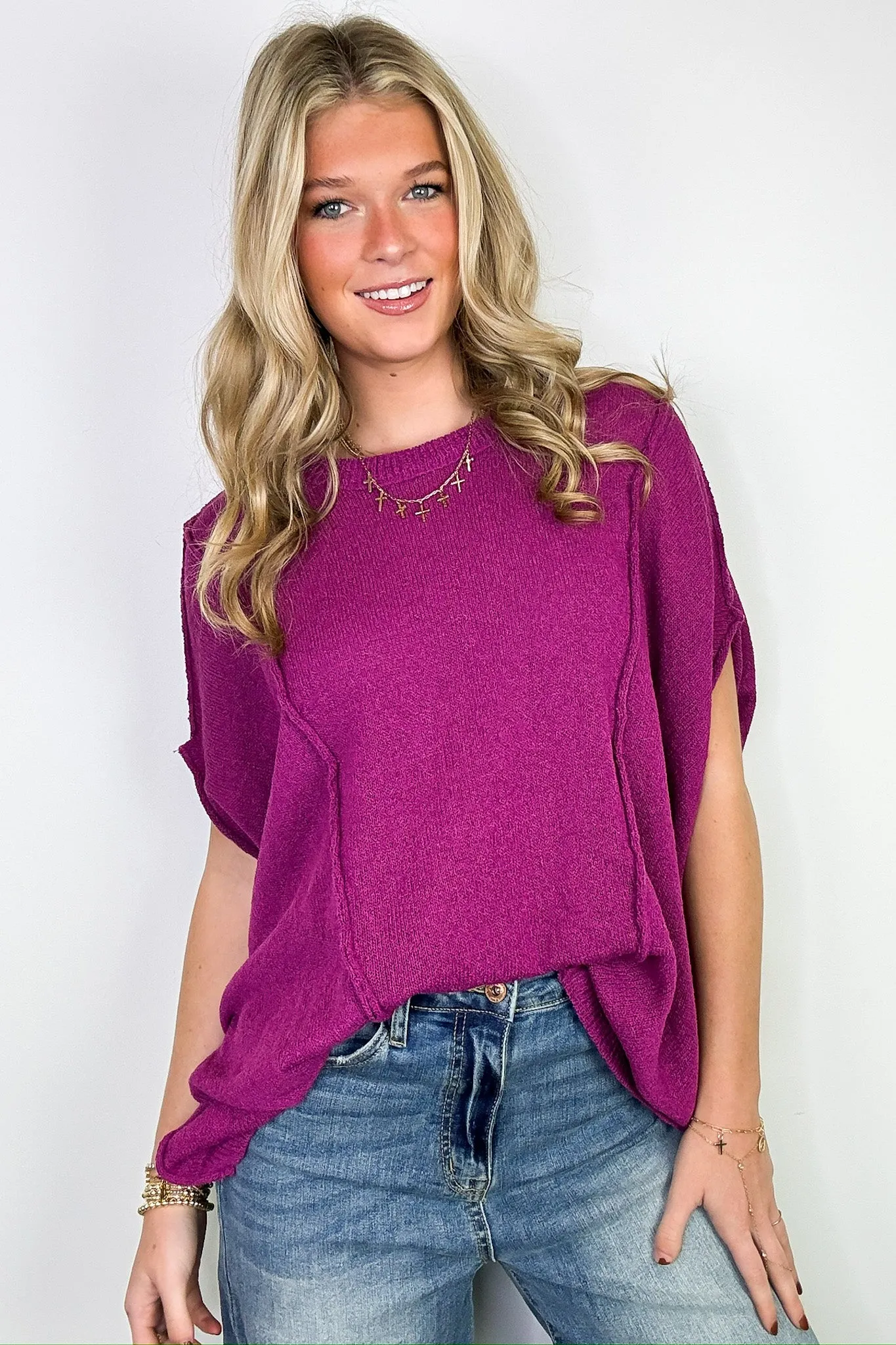 Candice Drop Shoulder Exposed Seam Sweater - BACK IN STOCK