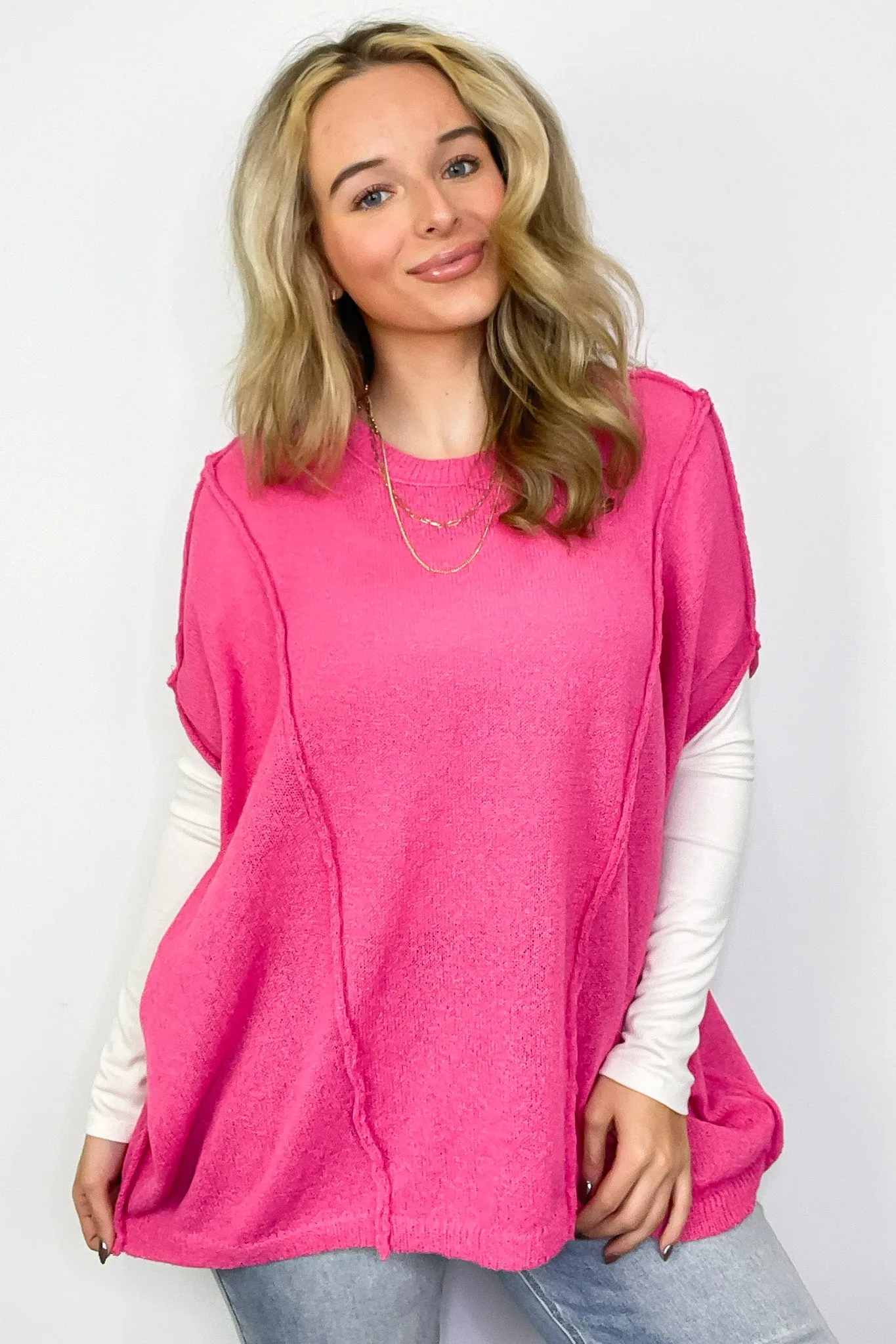 Candice Drop Shoulder Exposed Seam Sweater - BACK IN STOCK