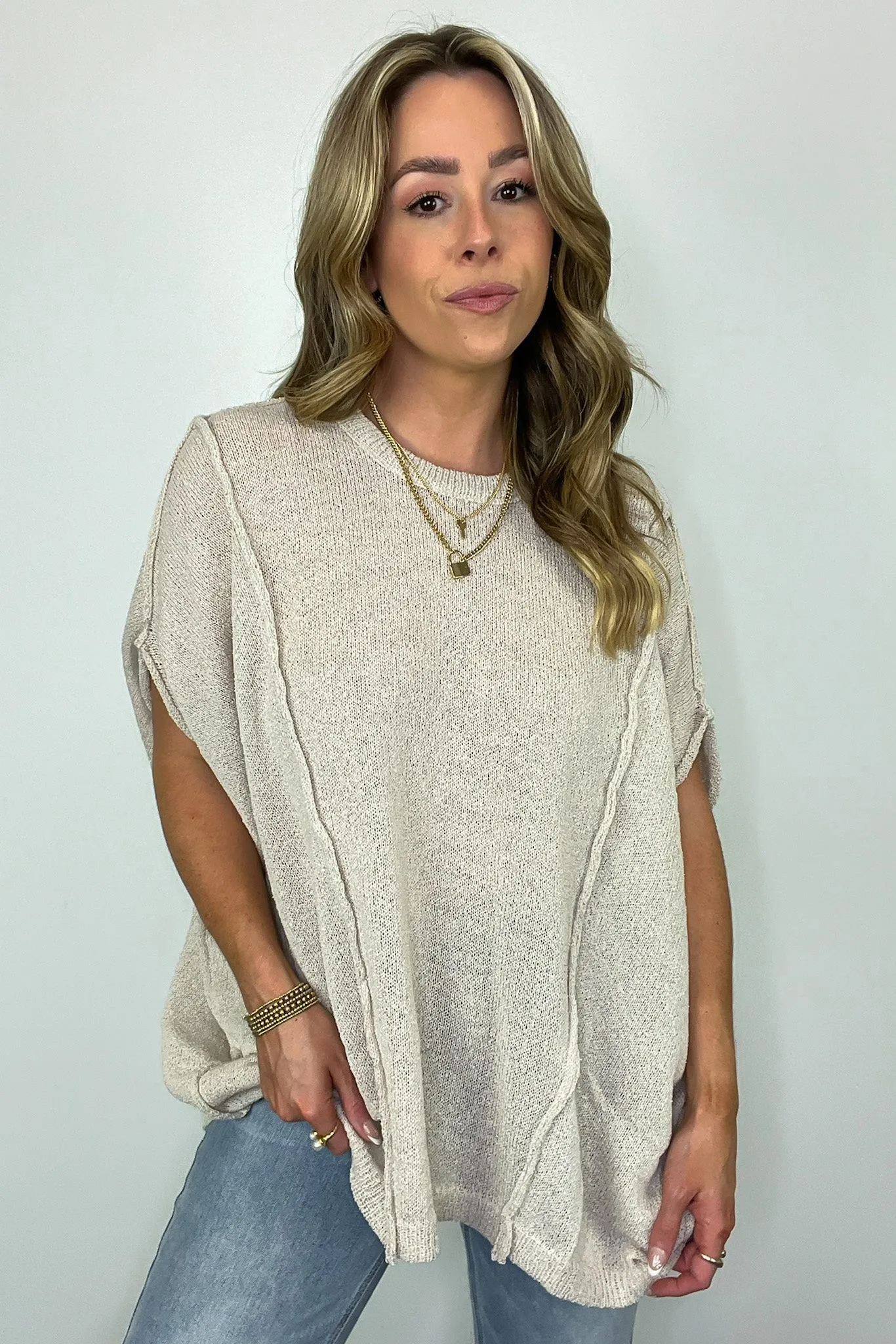 Candice Drop Shoulder Exposed Seam Sweater - BACK IN STOCK