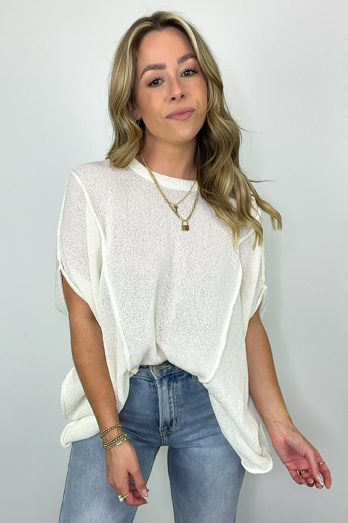 Candice Drop Shoulder Exposed Seam Sweater - BACK IN STOCK