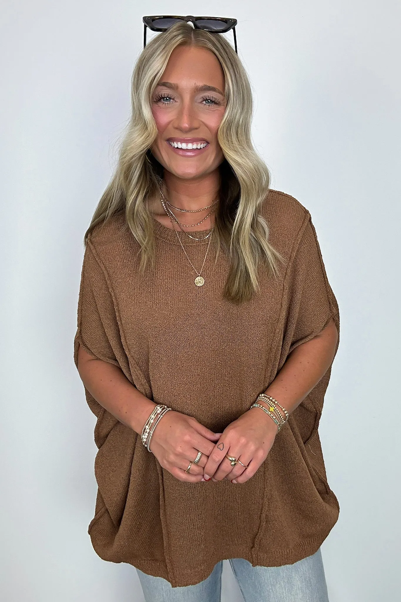 Candice Drop Shoulder Exposed Seam Sweater - BACK IN STOCK