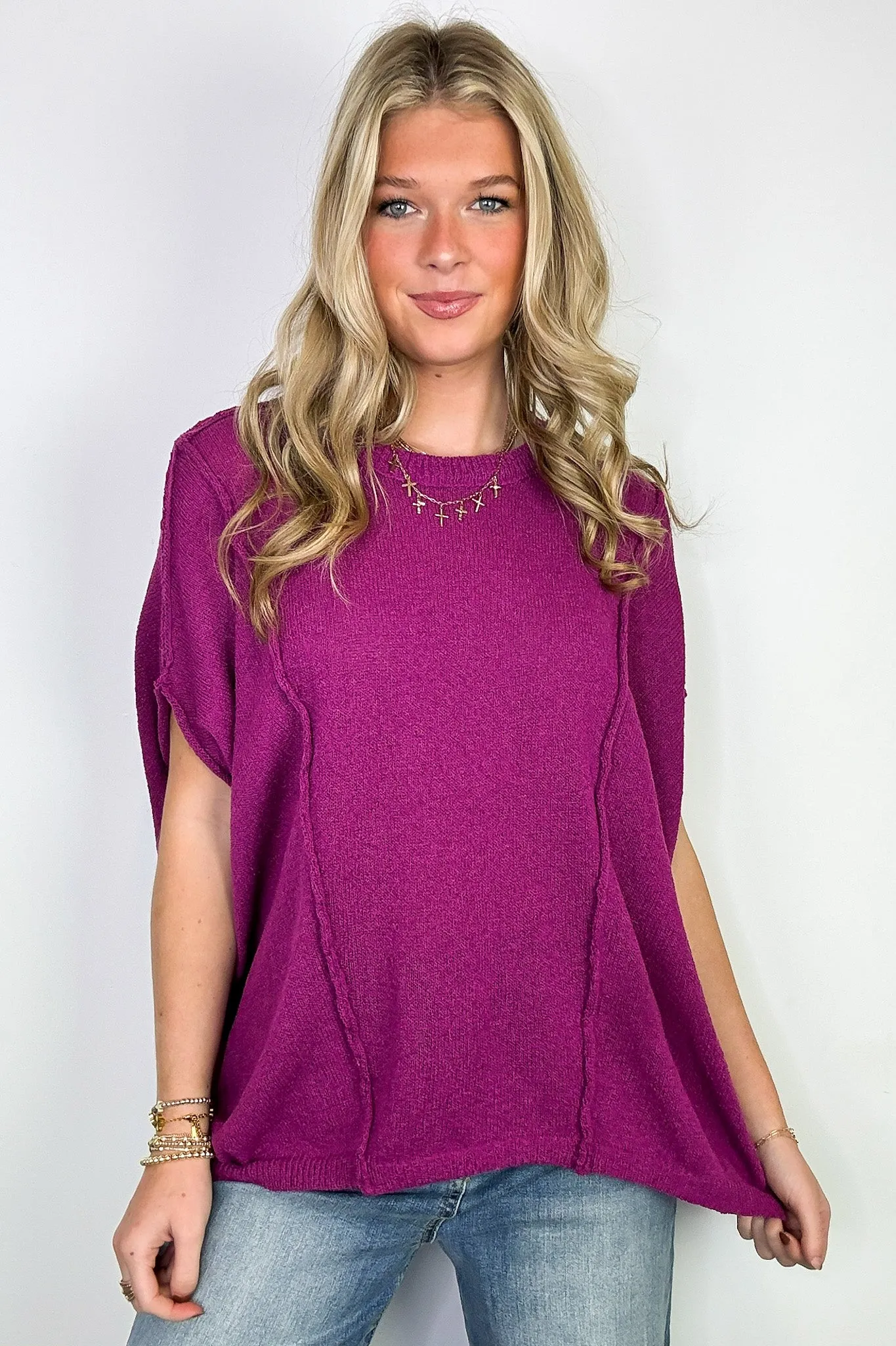 Candice Drop Shoulder Exposed Seam Sweater - BACK IN STOCK