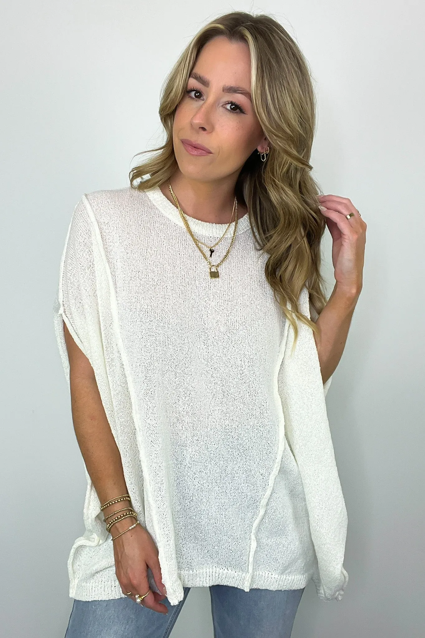 Candice Drop Shoulder Exposed Seam Sweater - BACK IN STOCK