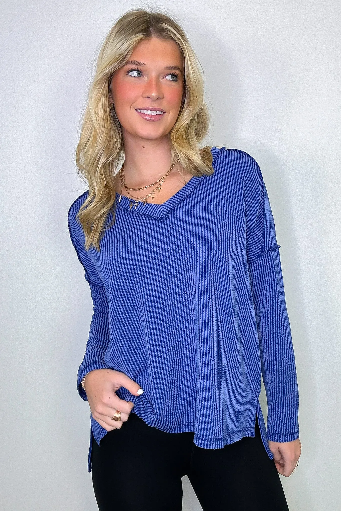 Carolena Rib Knit V-Neck Top