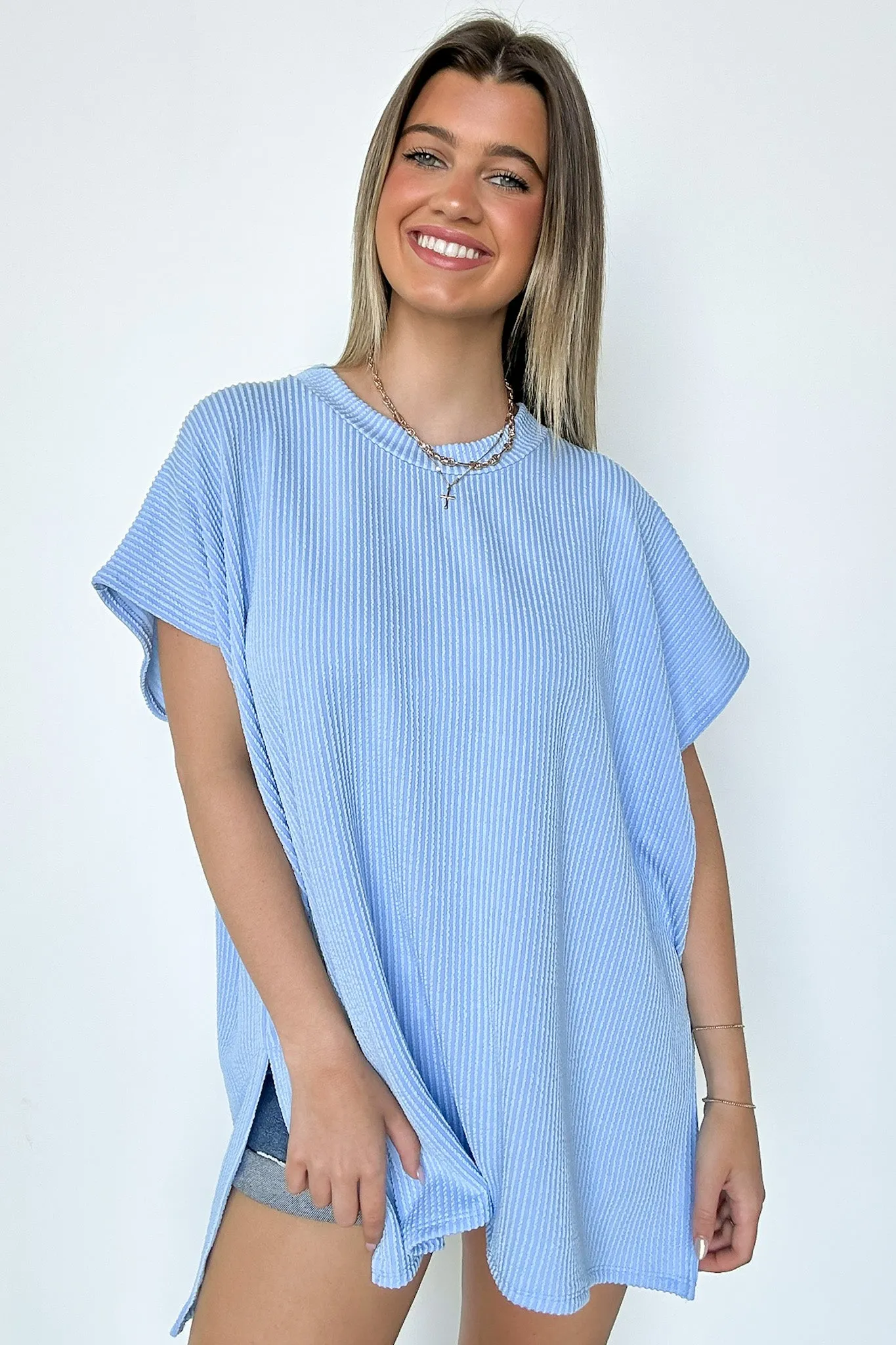 Casual Favorite Short Sleeve Side Slit Tunic Top - BACK IN STOCK