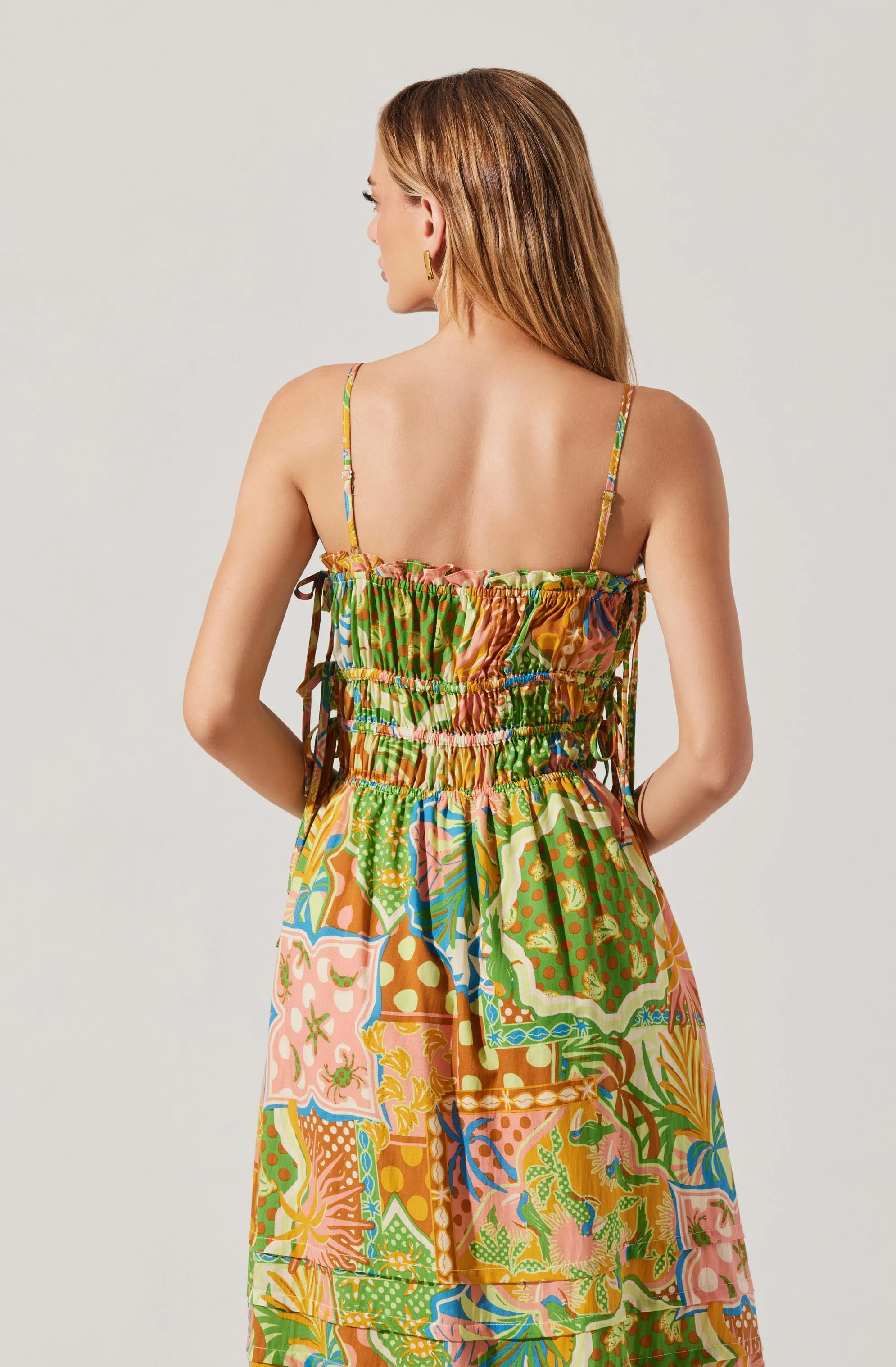 Clearance Price Elisabeth Printed Shirred Midi Dress  Ends Soon!