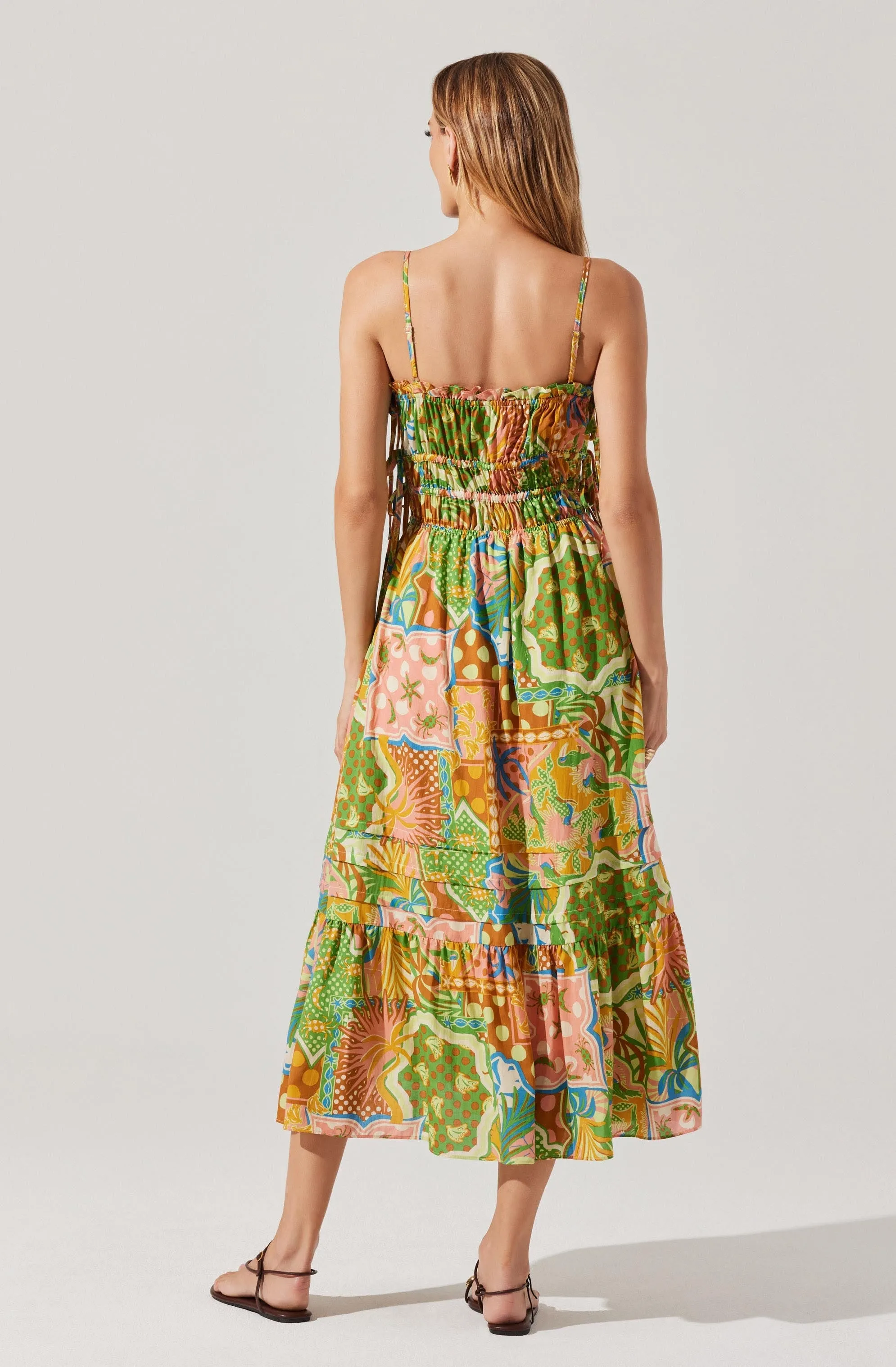 Clearance Price Elisabeth Printed Shirred Midi Dress  Ends Soon!