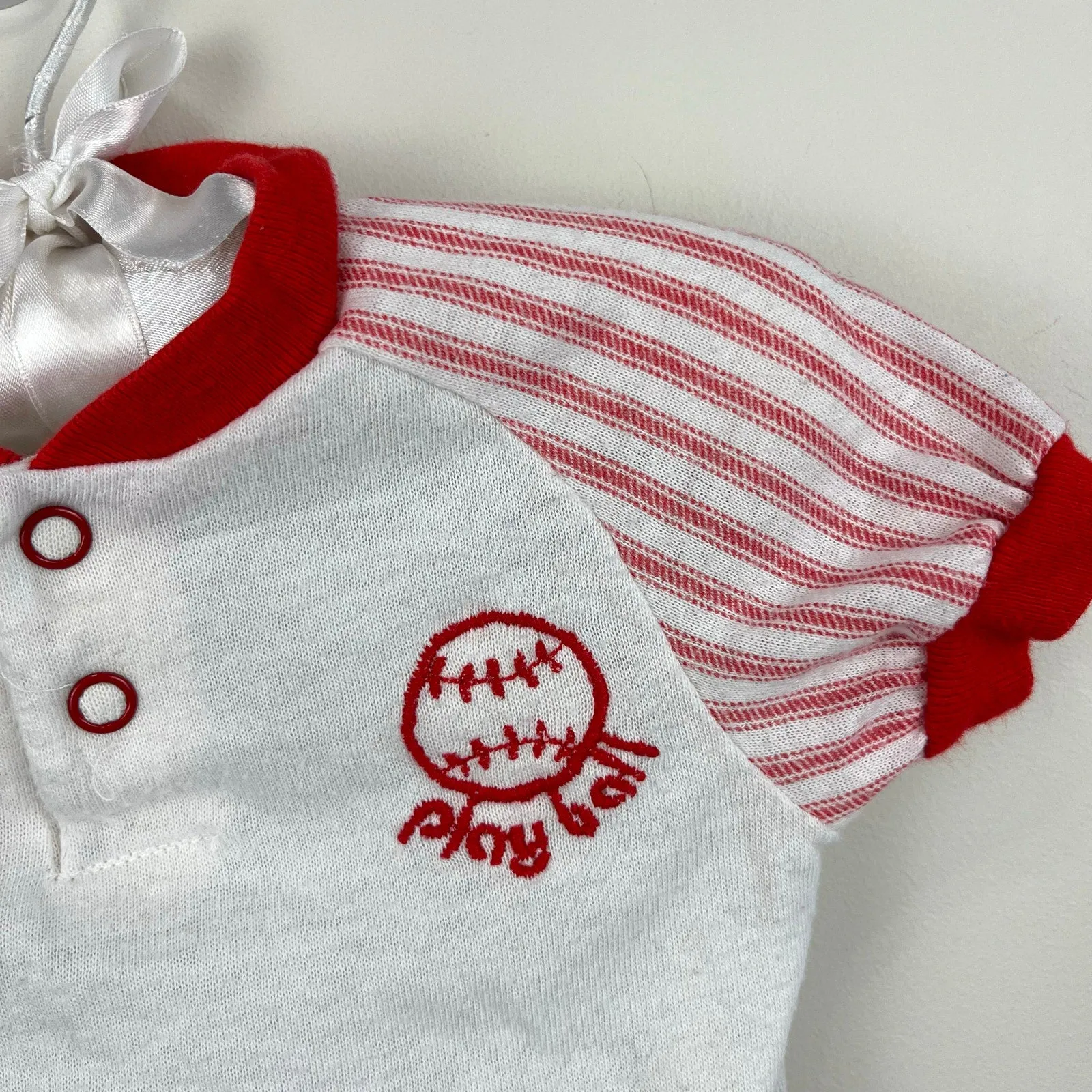 Clearance Price Vintage Carter's Red Striped Baseball Pajamas 12 Months USA  Dont Miss Out!