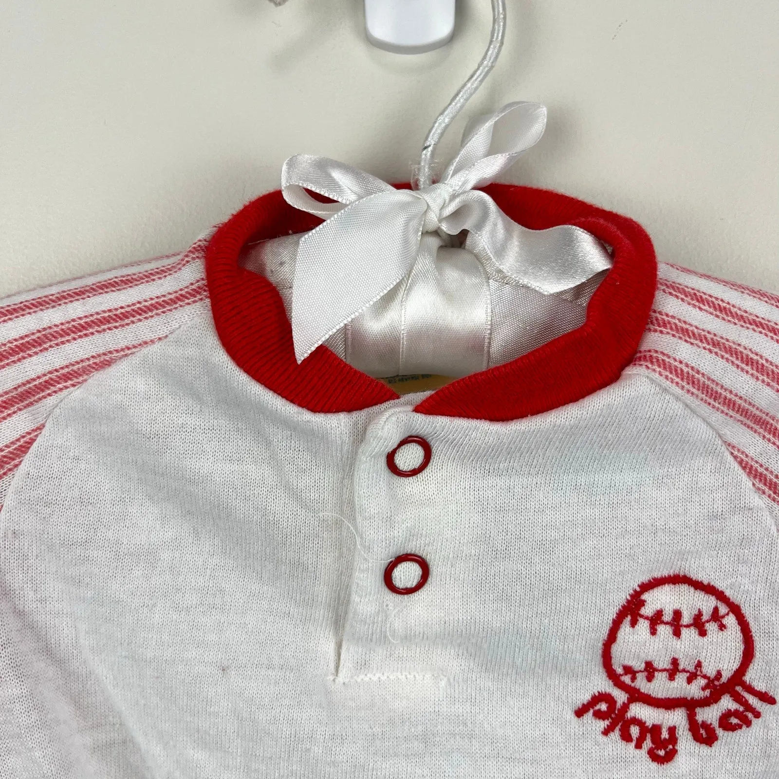 Clearance Price Vintage Carter's Red Striped Baseball Pajamas 12 Months USA  Dont Miss Out!