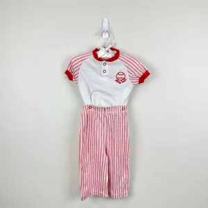Clearance Price Vintage Carter's Red Striped Baseball Pajamas 12 Months USA  Dont Miss Out!