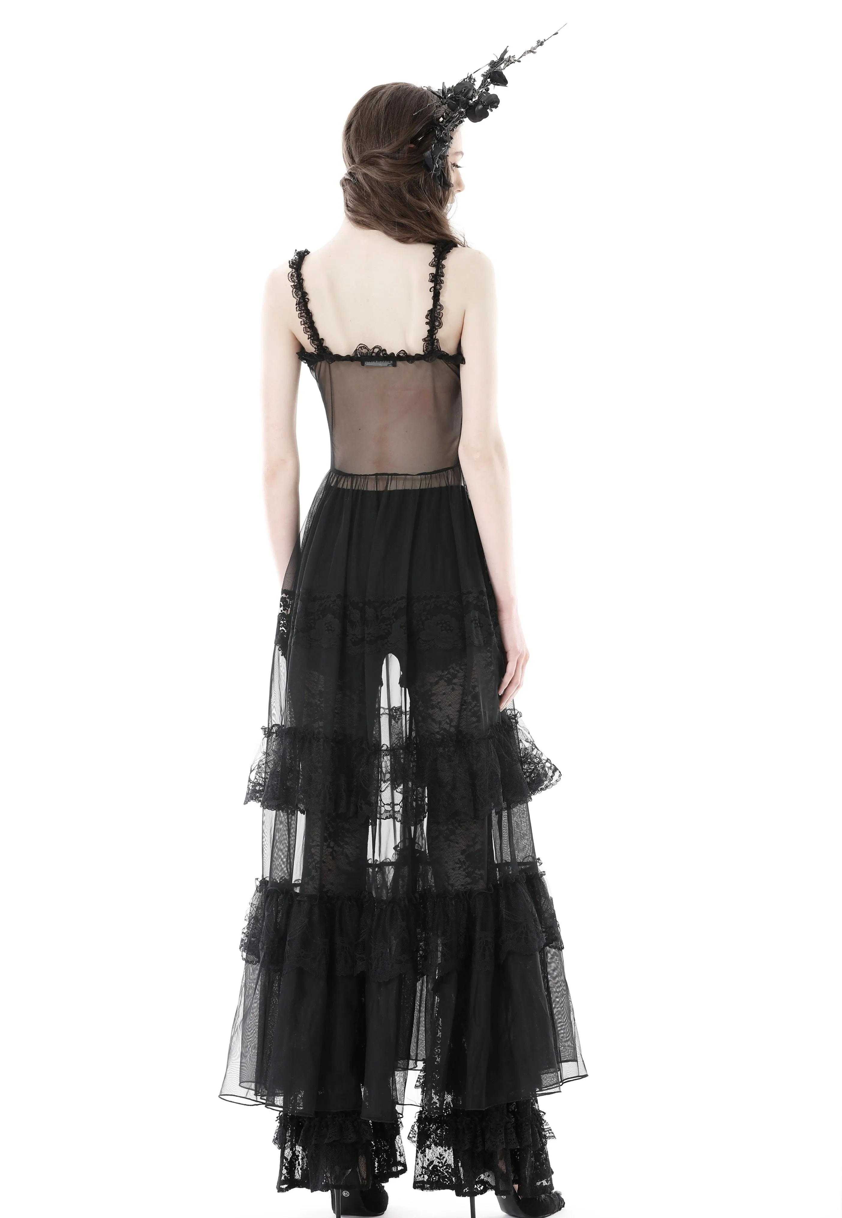 Dark In Love - Gothic Sexy Transparent Hearted Layer Lace Mesh Black - Dress