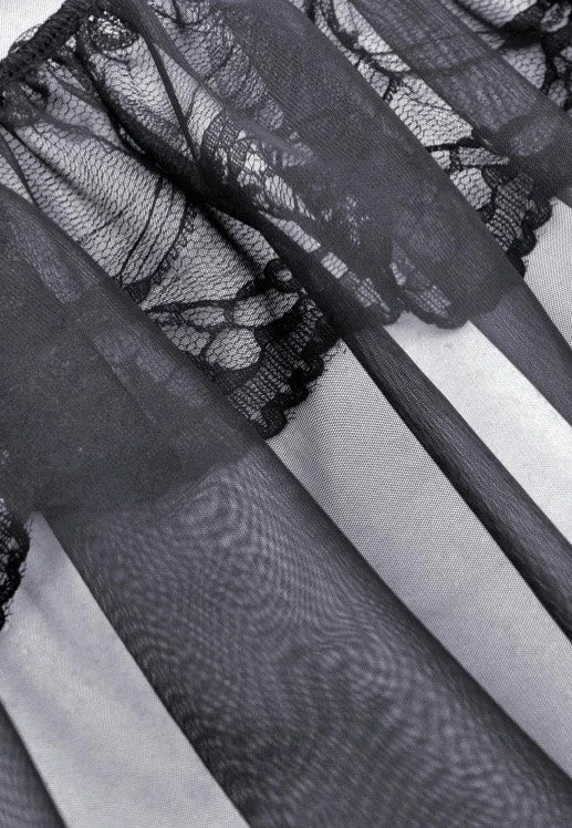 Dark In Love - Gothic Sexy Transparent Hearted Layer Lace Mesh Black - Dress
