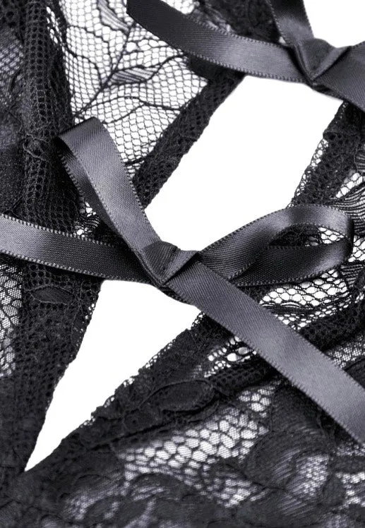Dark In Love - Gothic Sexy Transparent Hearted Layer Lace Mesh Black - Dress