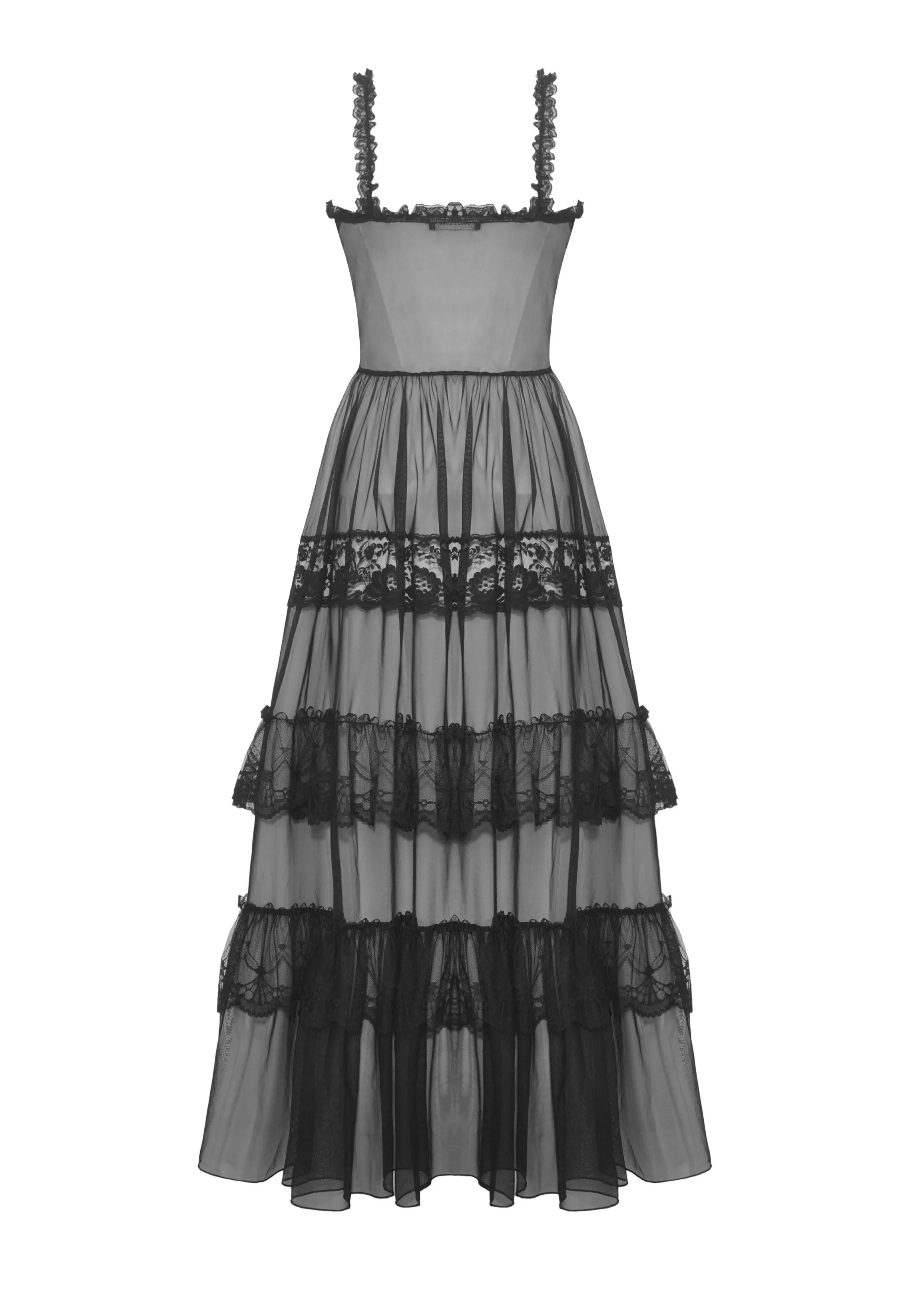 Dark In Love - Gothic Sexy Transparent Hearted Layer Lace Mesh Black - Dress