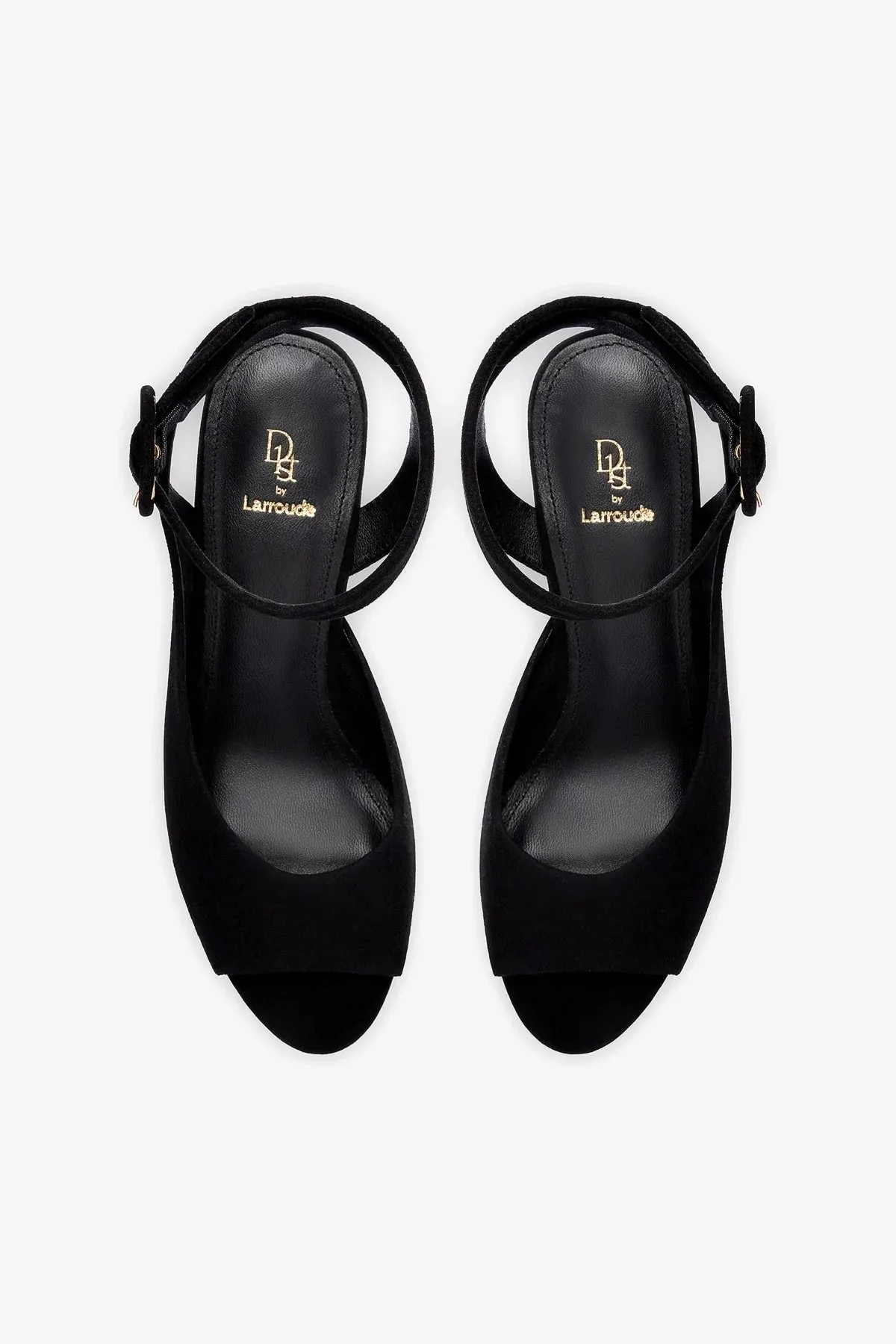 Deena By Larroud Wedge Sandal In Black Suede