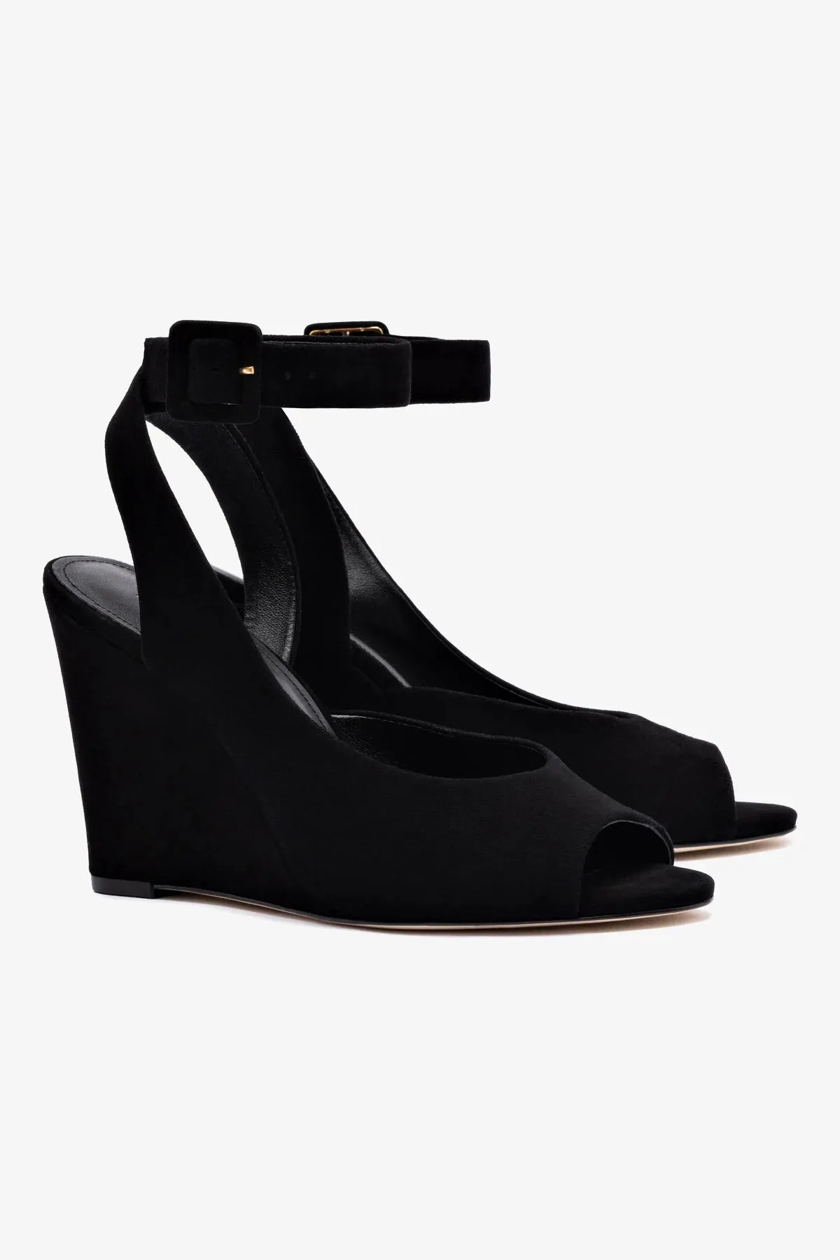 Deena By Larroud Wedge Sandal In Black Suede