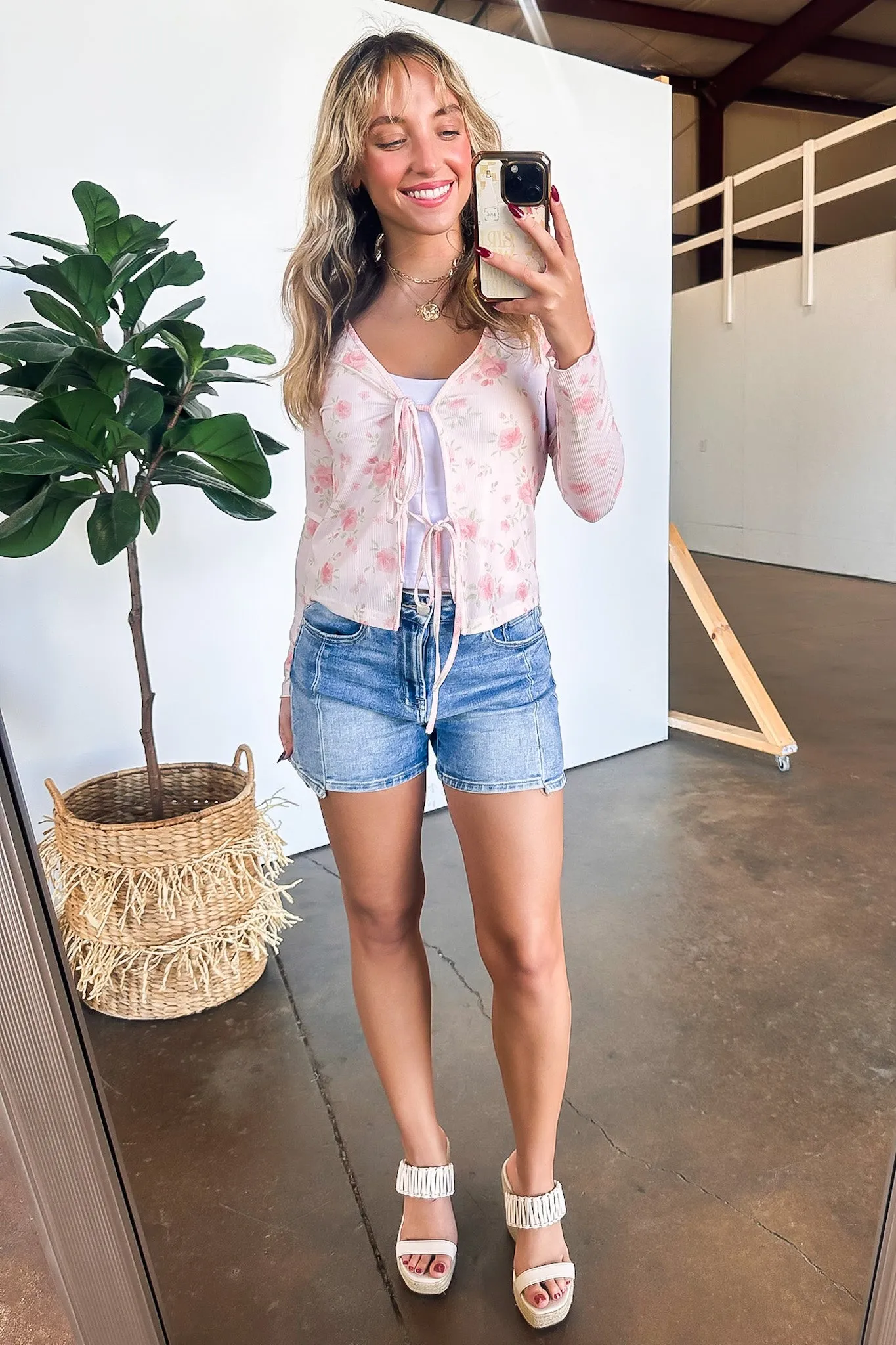 Delightful Aspect Floral Print Tie Front Cardigan