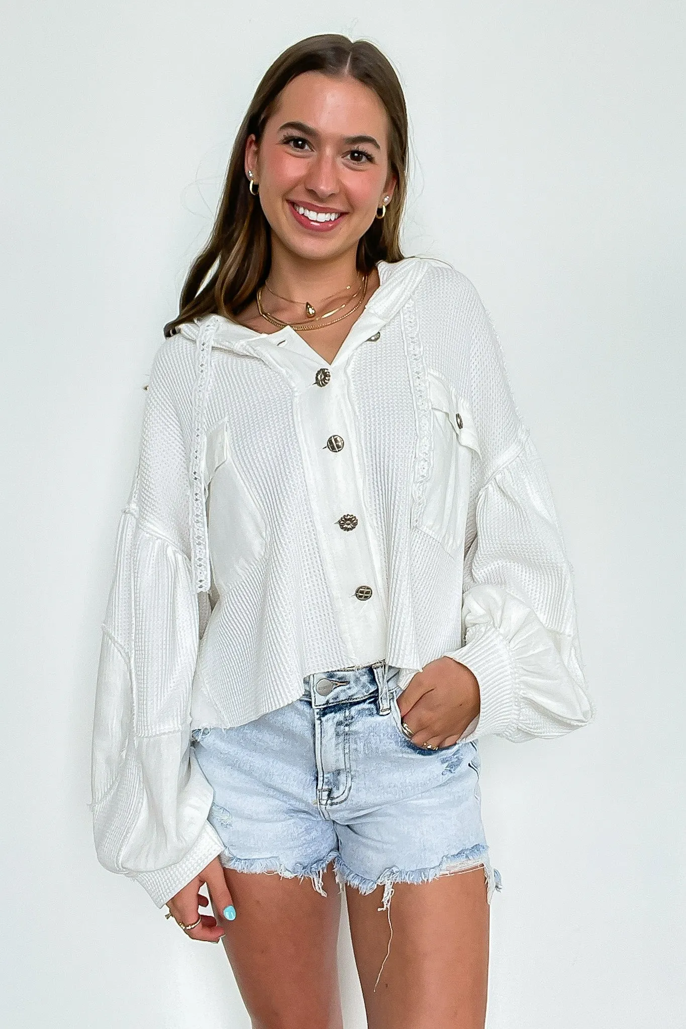 Desert Mornings Thermal Button Down Hooded Shacket