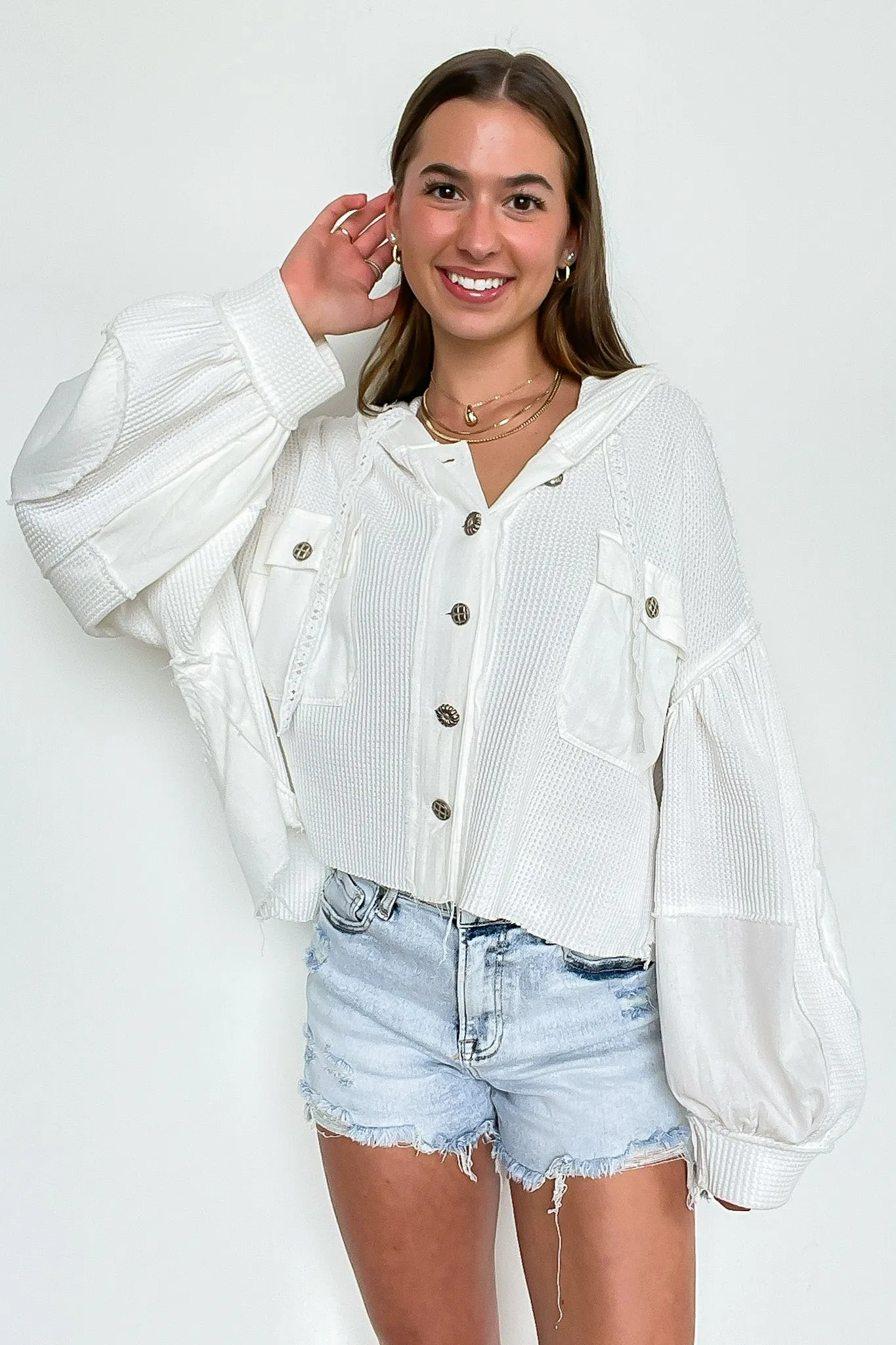 Desert Mornings Thermal Button Down Hooded Shacket
